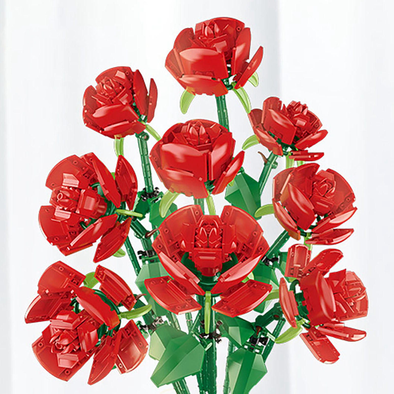 Set Aus Bausteinen Für Einen Blumenstrauß, Ein Exquisiter Und Wunderschöner Strauß Aus Bausteinen Mit Neun Rosen, Ein Ideales Geschenk Zum Valentinstag.