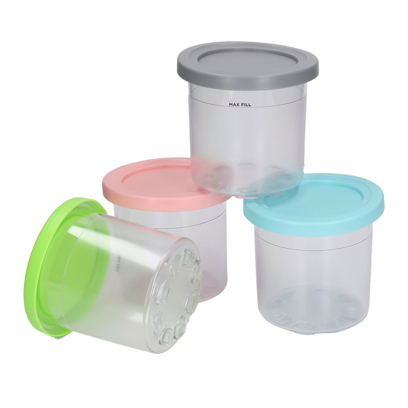 Transparente, Wiederverwendbare Eisbecher Mit Deckel Für Hausgemachtes Eis (4 Stück, 4 Farben) – Kompatibel Mit Den Modellen Nc299amz Und Nc300s.