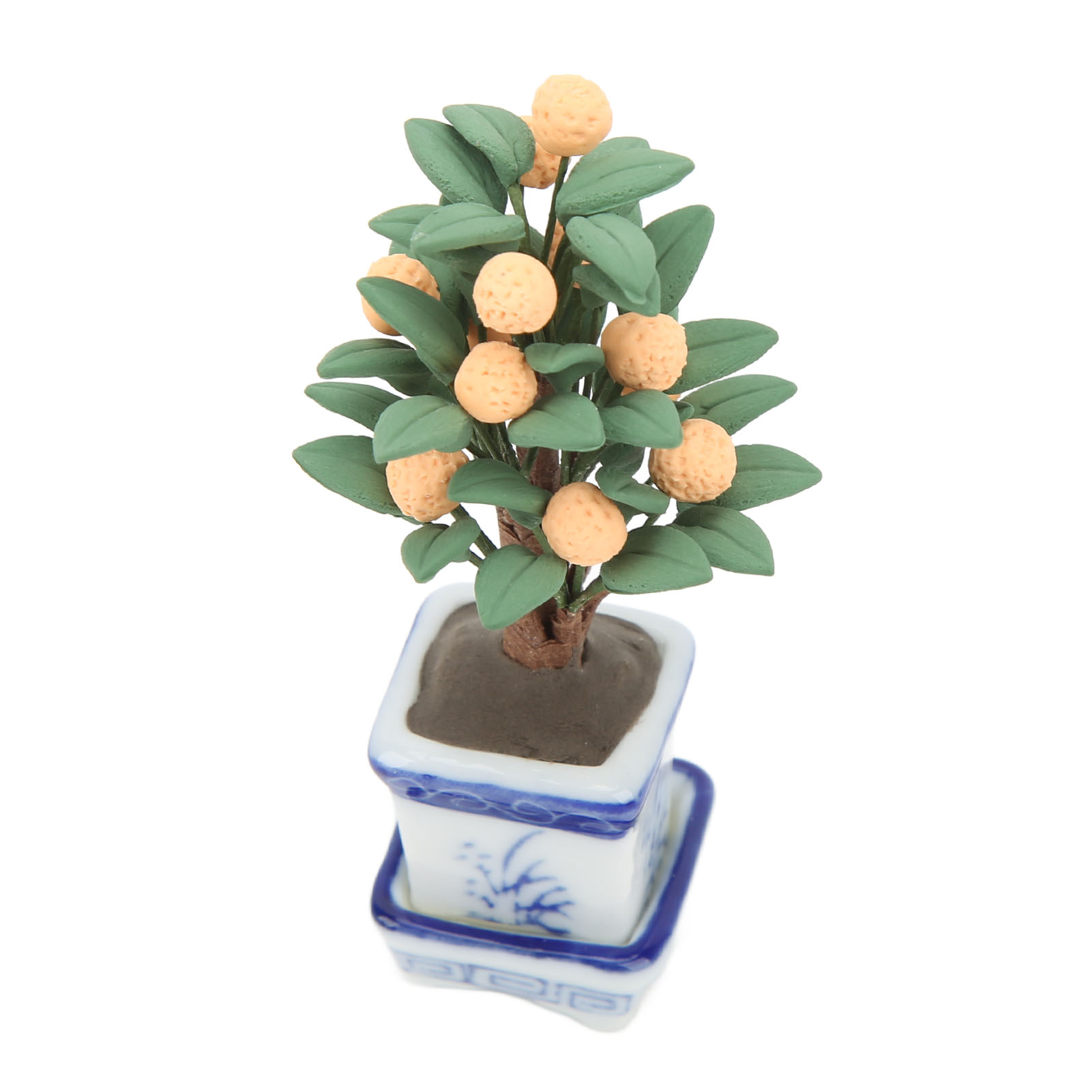 Orangenbaum Im Topf Für Puppenhäuser, Maßstab 1:12. Realistische Miniaturpflanze Mit Blättern, Ideal Zur Dekoration Und Für Fotos.