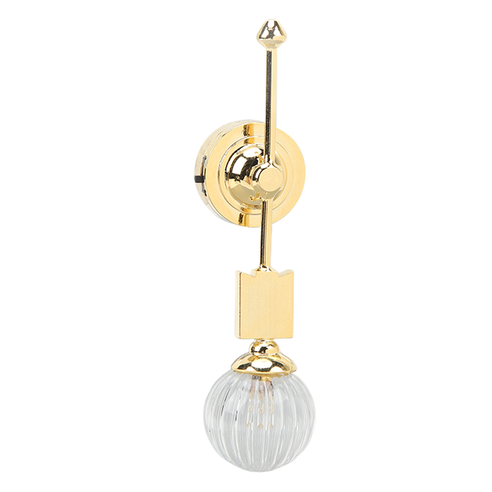 Wandlampe Im Maßstab 1:12 Für Puppenhäuser, Im Vintage-stil, Mit Runder, Goldener Kuppel Und Miniatur-glasschirm. Ideal Als Puppenhausaccessoire.