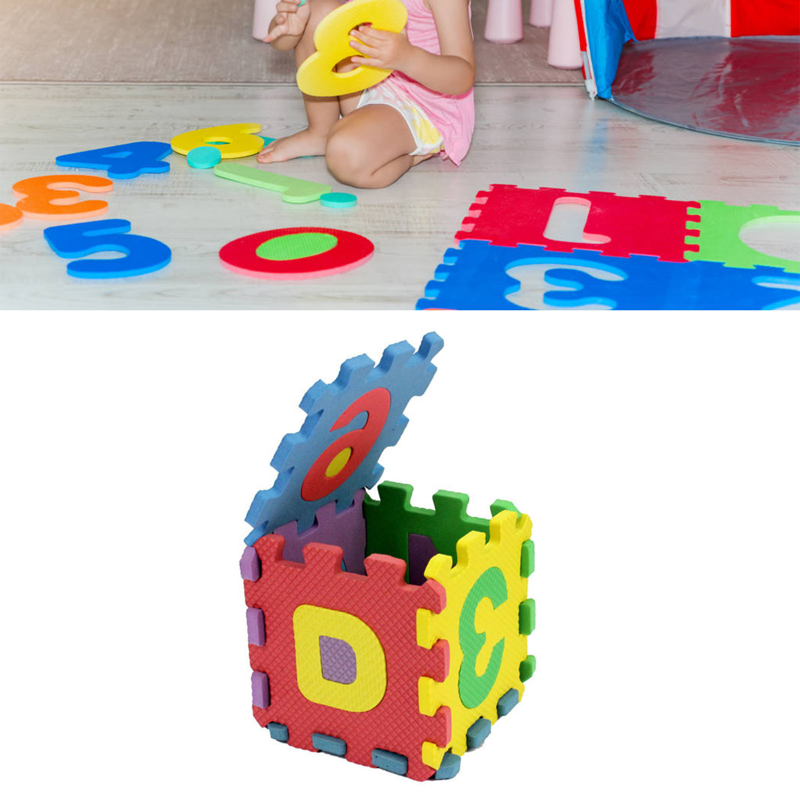 36-teiliges Schaumstoff-alphabetpuzzle Für Kinder, Mehrfarbig, Lehrreich, Weich Und Sicher, Mit Ineinandergreifenden Schaumstoffteilen.