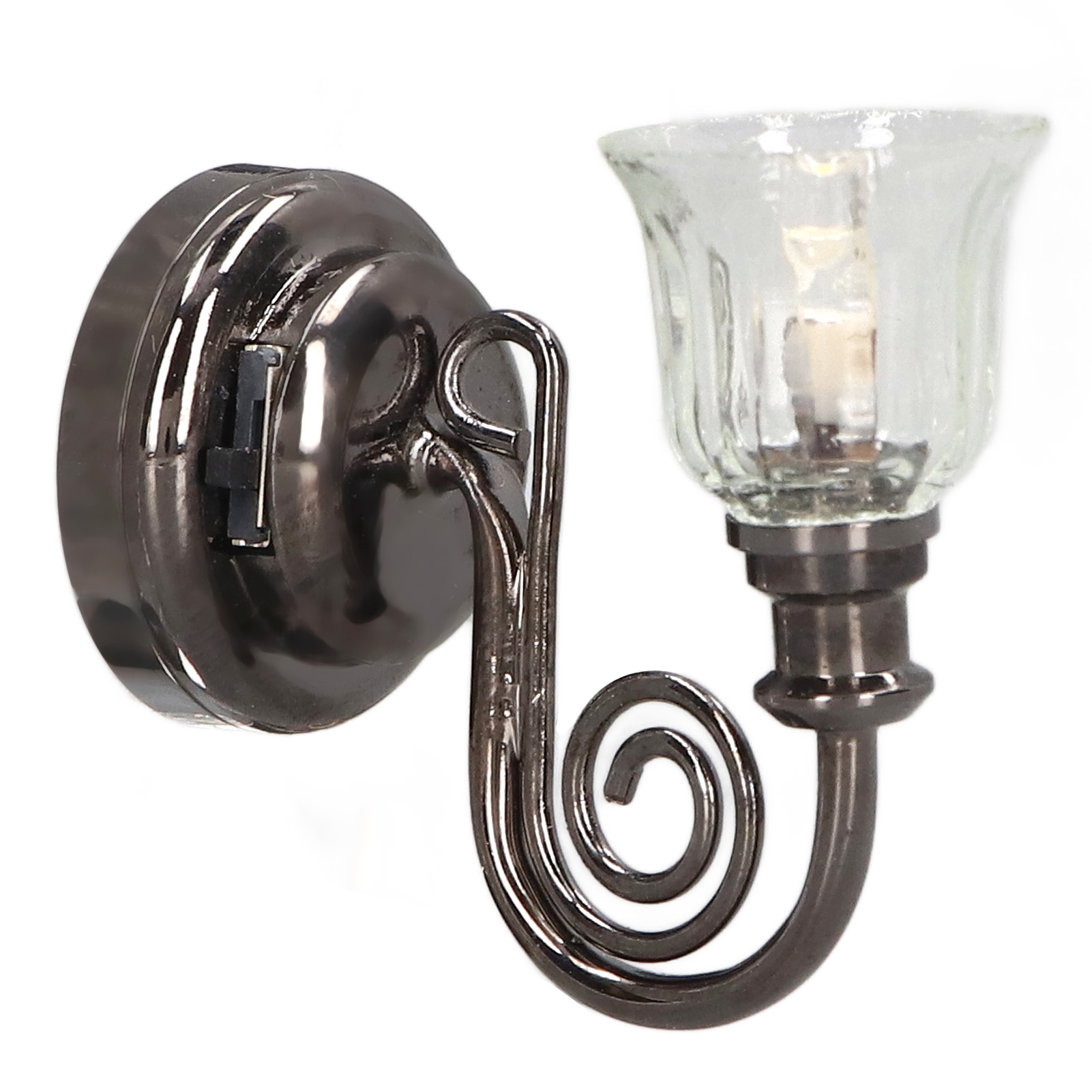 Puppenhaus-wandlampe Im Maßstab 1:12, Warmes Led-licht, Vintage-stil, Miniatur-metallwandlampe, Batterie Enthalten.