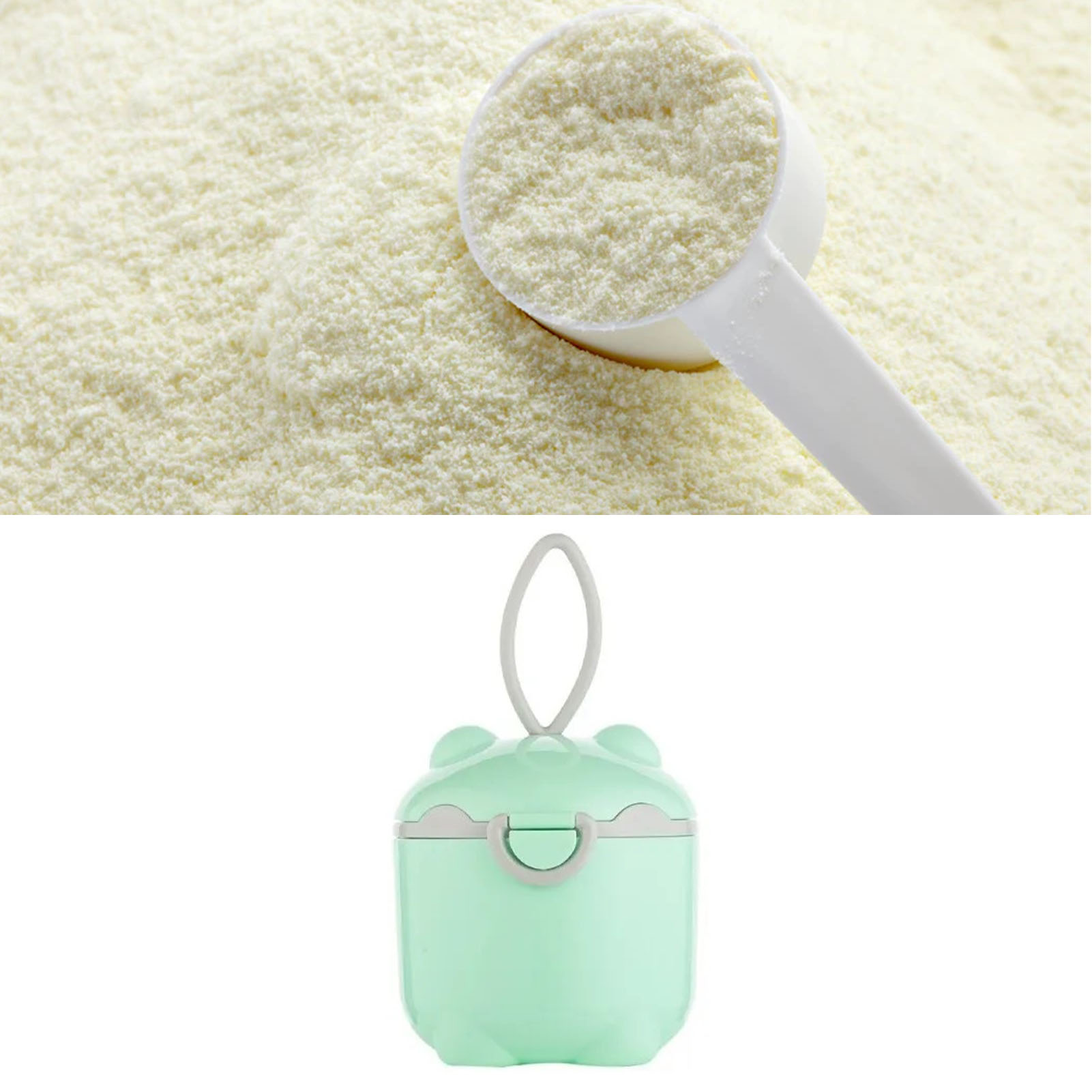 Babynahrungsspender, Niedlicher Tragbarer Bärenförmiger Spender Für Milchpulver Und Fruchtsnacks, Größe L, Grün.