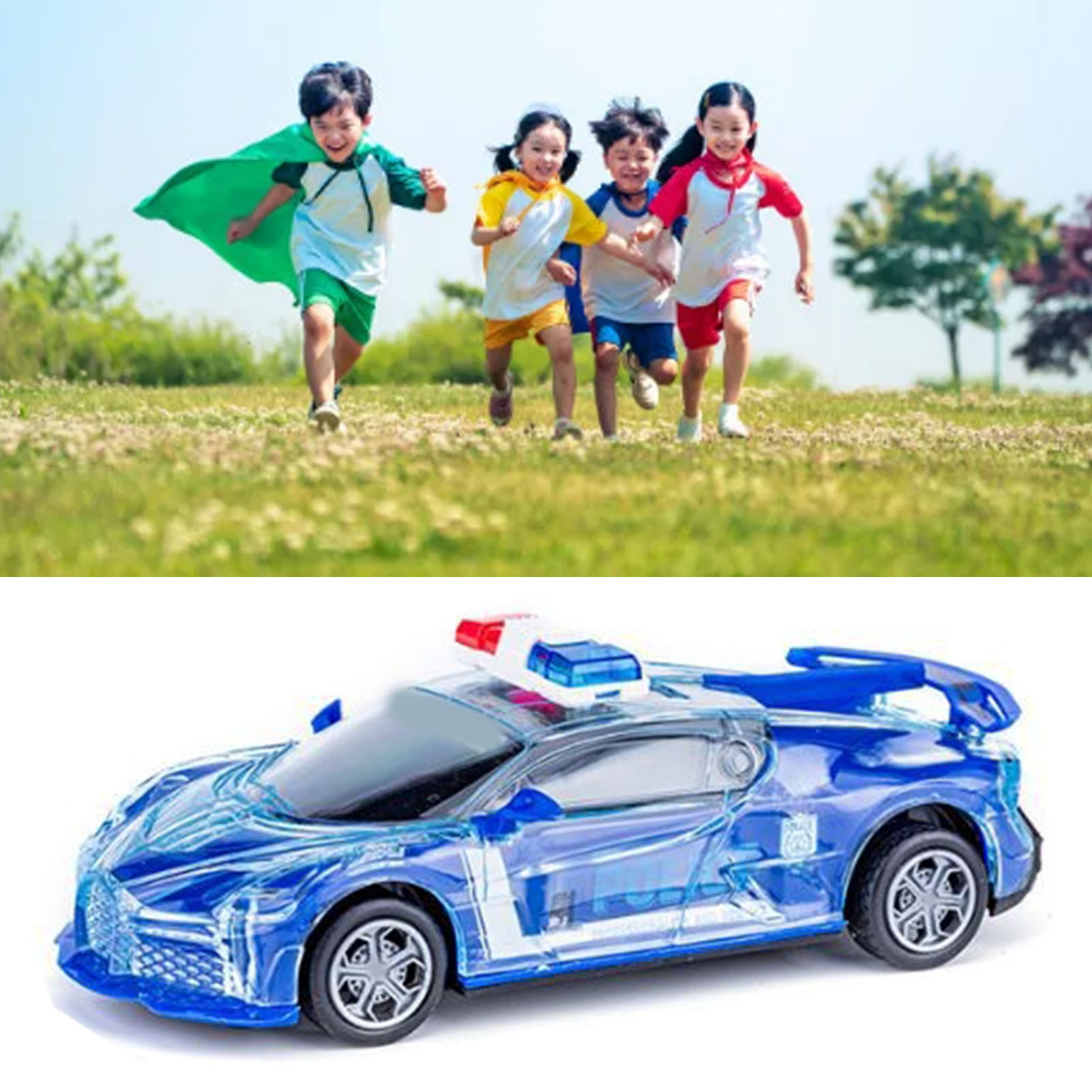 Elektrisches Spielzeug-rennauto Mit Trägheitssimulation, Multifunktional, Mit Licht Und Musik, Für Kinder, Blau.