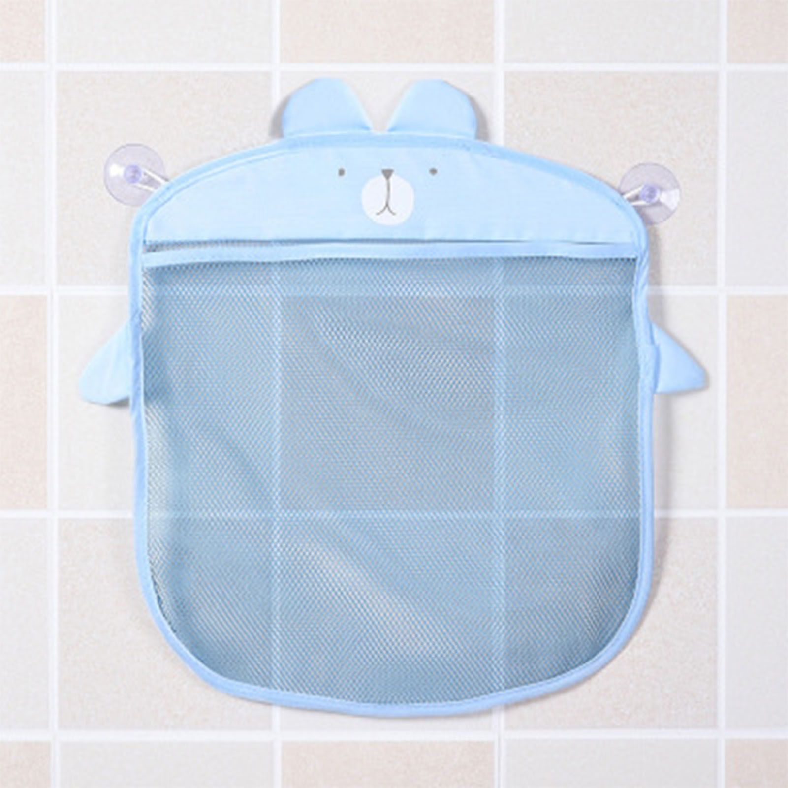 Wandmontierter Badezimmer-organizerbeutel Mit Schnellablauf, Netzbeutel Mit Saugnapf In Form Eines Cartoon-badespielzeugs Für Toilettenartikel Und Handtücher, Blau.