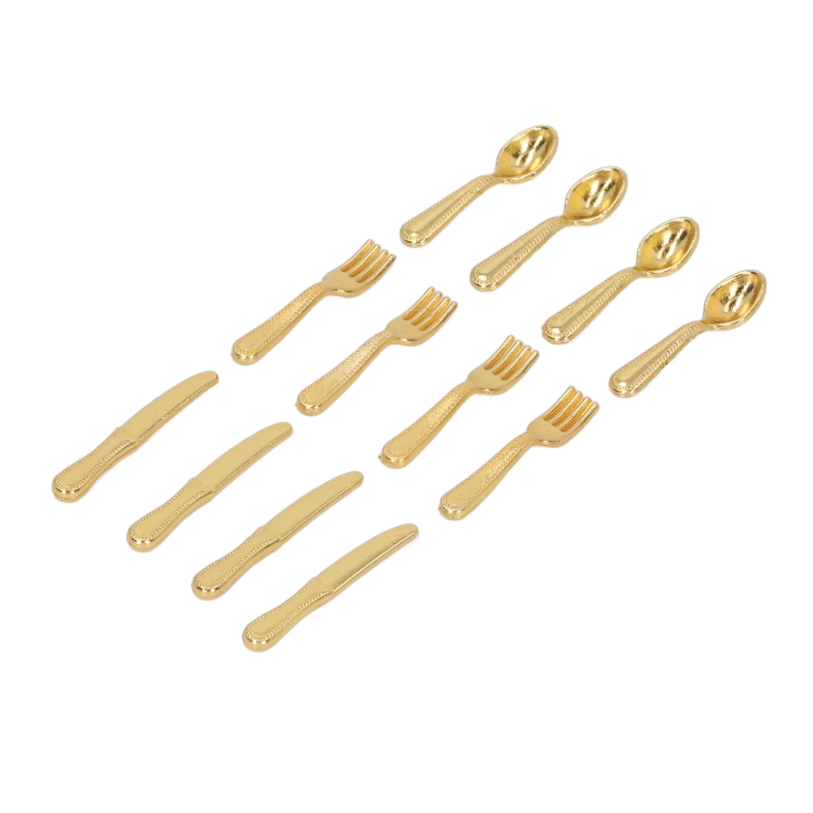 Set Aus 5 Miniaturmessern, -gabeln Und -löffeln (maßstab 1:12) – Miniatur-servierbesteck-set Für Puppenhausküchen, Gold.