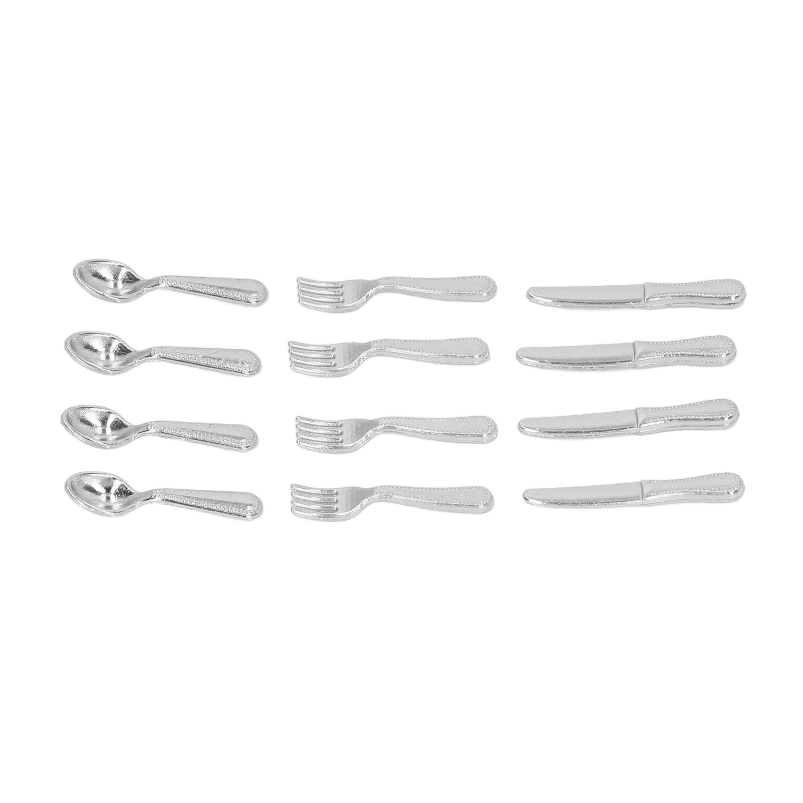 Set Aus 5 Miniaturmessern, -gabeln Und -löffeln (maßstab 1:12) – Miniatur-servierbesteckset Für Puppenhausküchen, In Silberfarbener Ausführung.