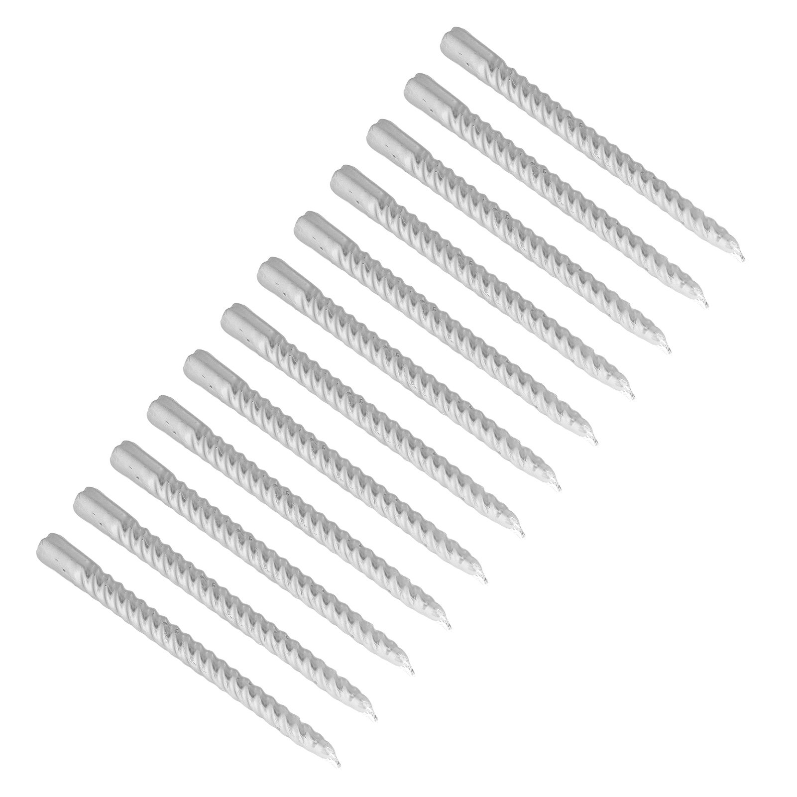 Hoher, Gedrehter Kerzenständer Aus Sojawachs, Rauchfrei, Mit Metallischen Details, Ideal Für Hochzeiten, In Silberfarbe.