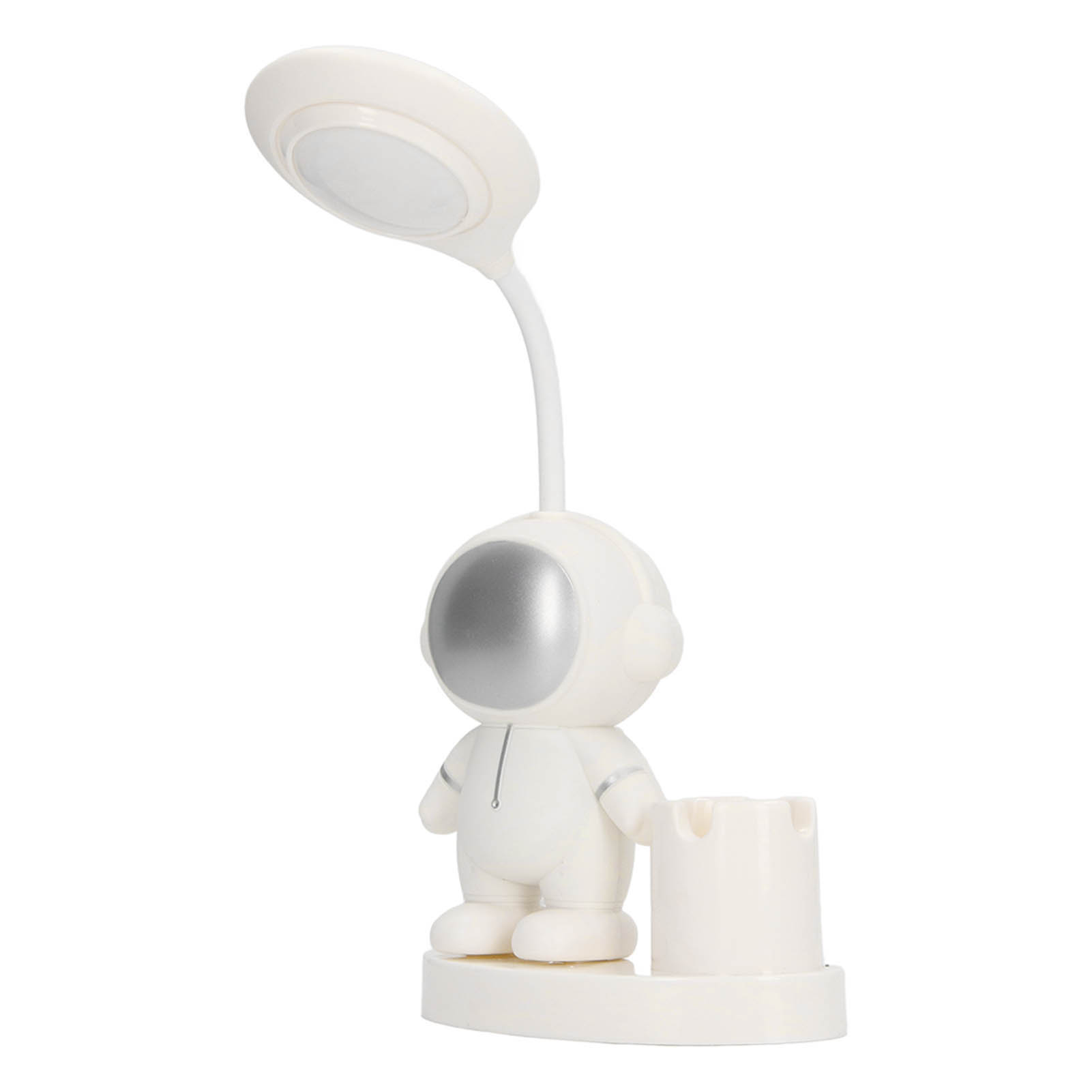 Kleine, Wiederaufladbare Schreibtischlampe In Astronautenform Mit Stifthalter Und Anspitzer, Ideal Für Studentenwohnheime/zimmer, Weiß.