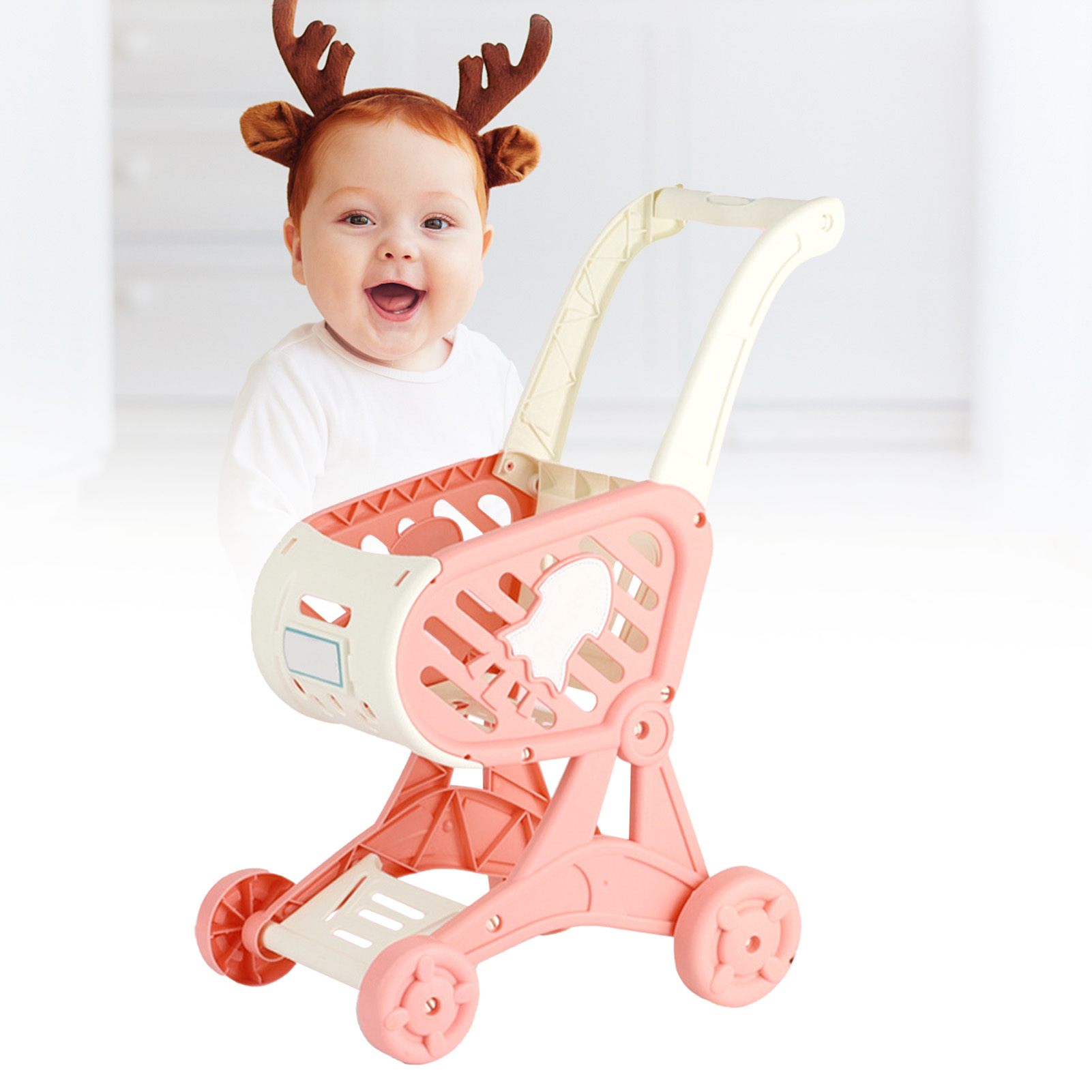 Spielzeug-einkaufswagen Für Kinder, Supermarkt-einkaufswagen Für Kinder, Einkaufssimulationsspiel, Rosa