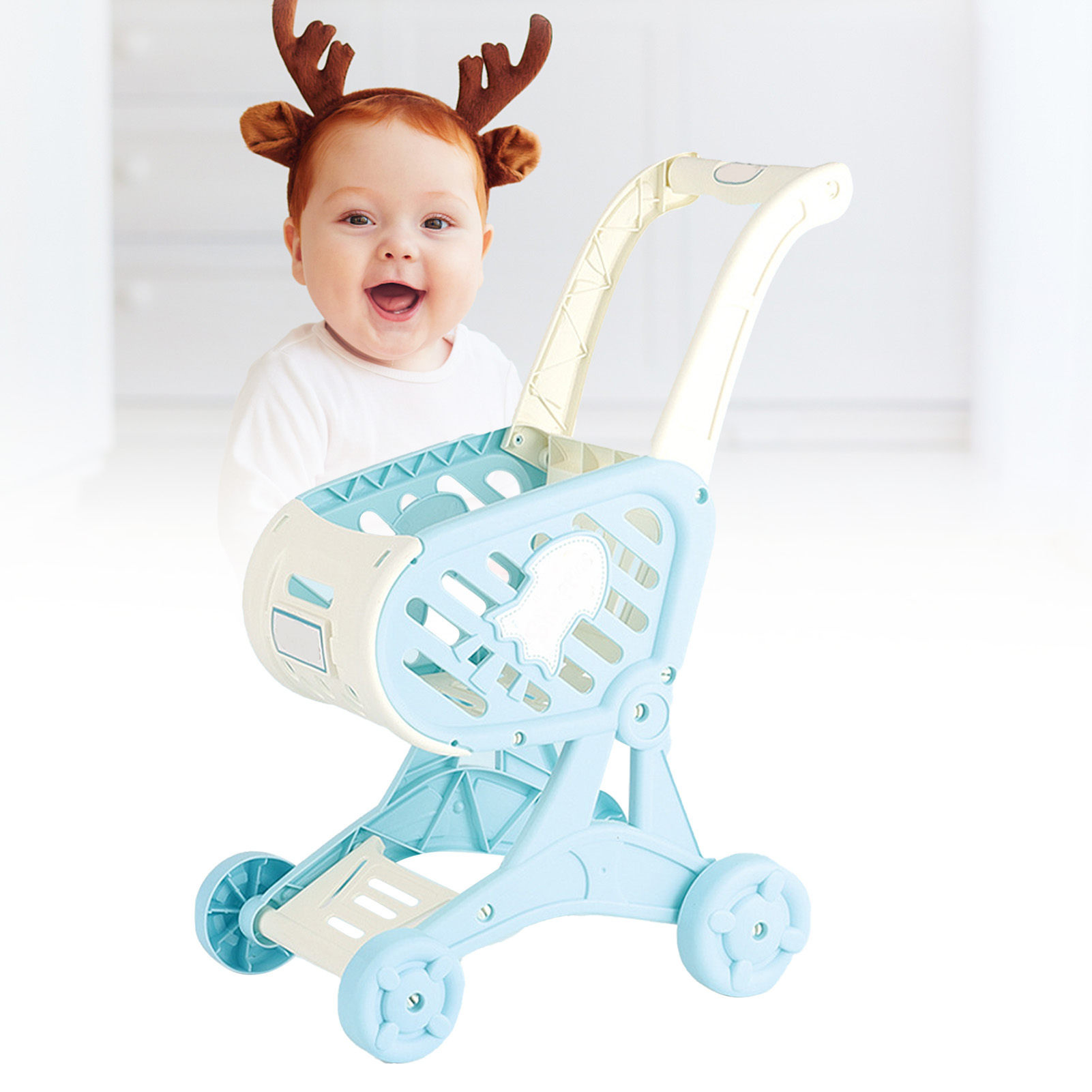 Spielzeug-einkaufswagen Für Kinder, Supermarkt-einkaufswagen Für Kinder, Einkaufssimulationsspiel, Blau