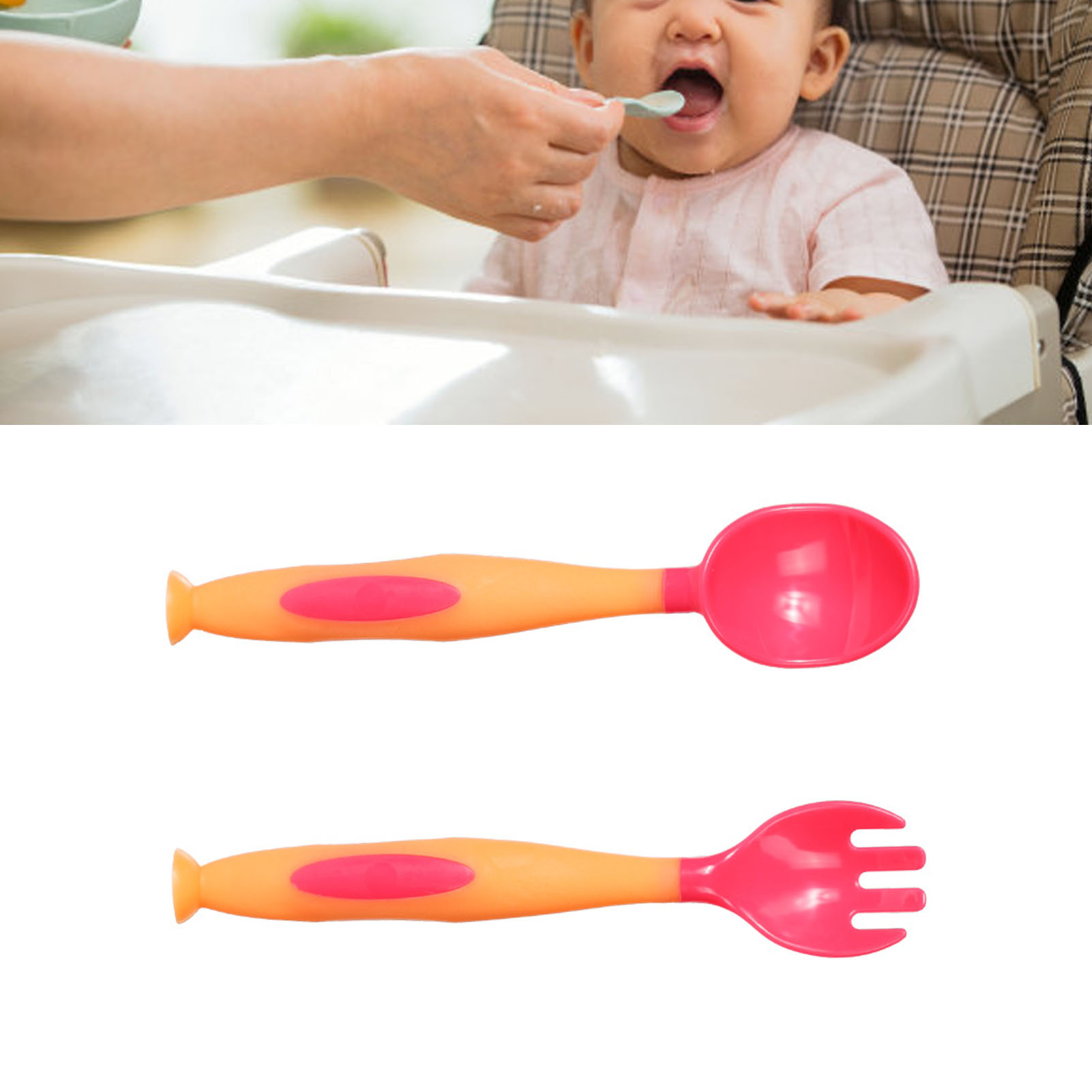Baby-besteckset Mit Gabel Und Löffel Mit Kurzen Griffen, Weiches Pp-besteck Für Kleinkinder, Gelb.