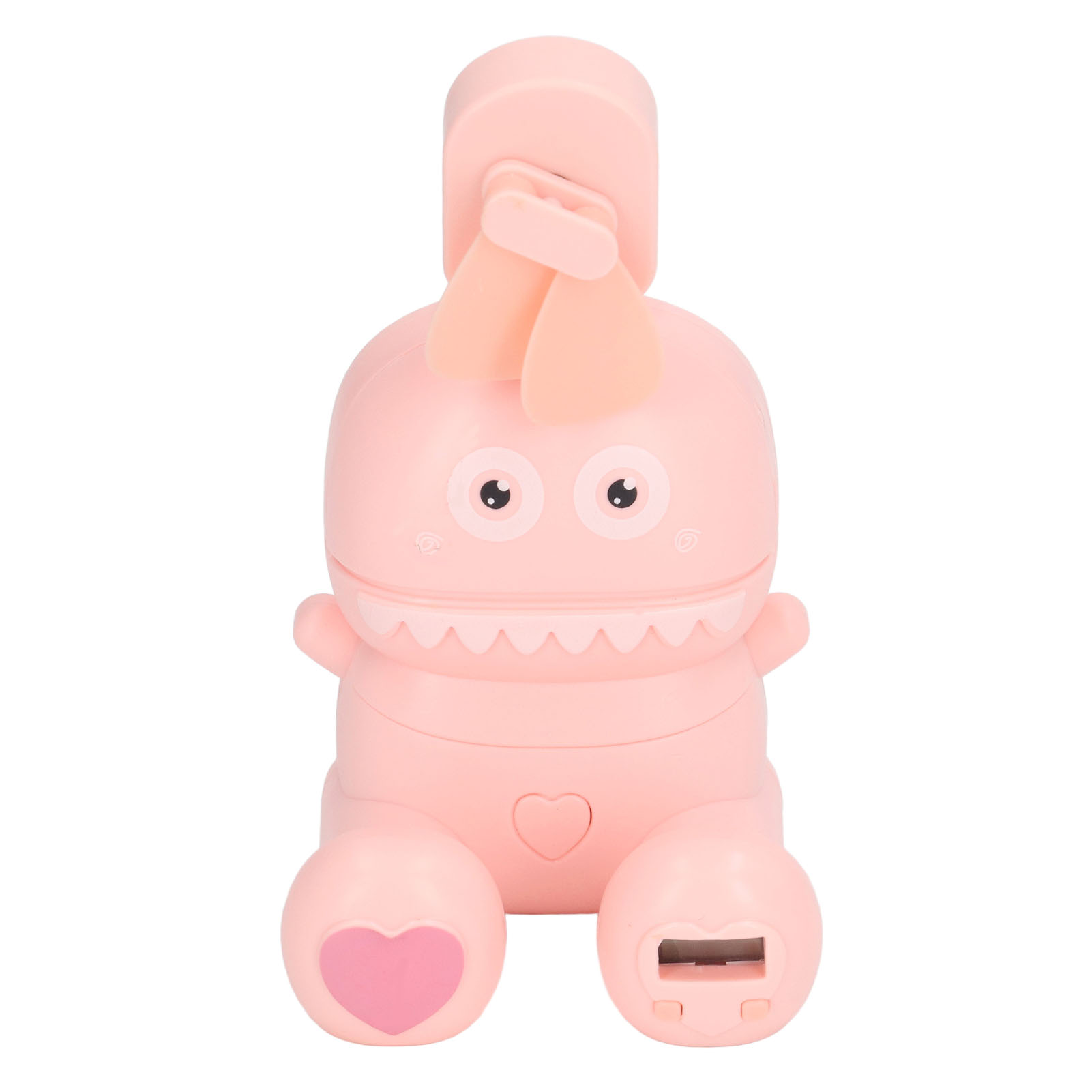 Mini-ventilatoruhr In Cartoonform, Faltbarer Handyhalter, Wiederaufladbarer Elektrischer Autoventilator Per Usb, Rosa.