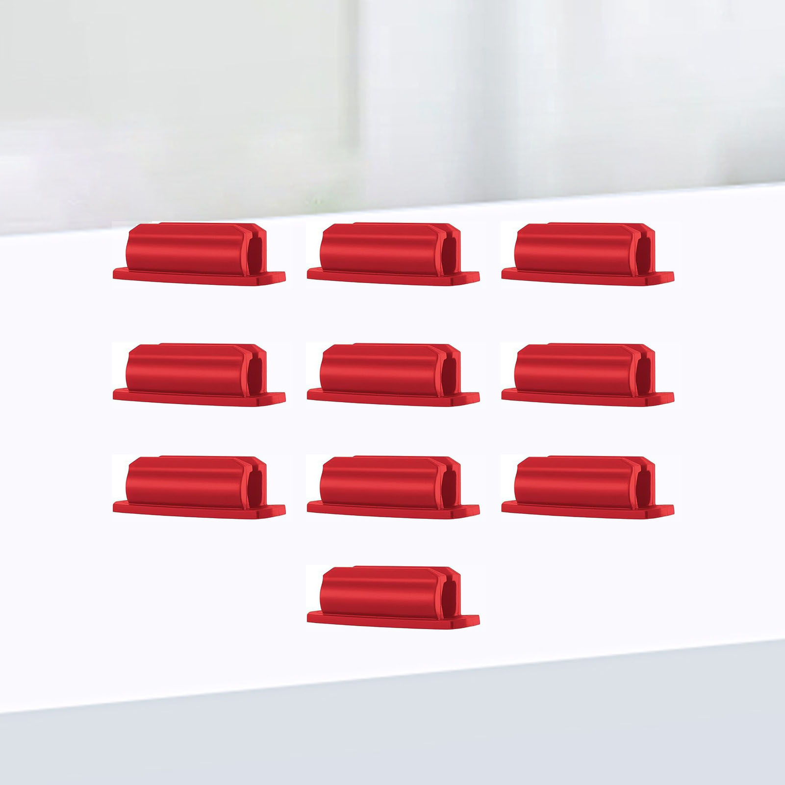 10 Selbstklebende Stifthalter, Tragbar, Klein, Für Den Schreibtisch, Rot