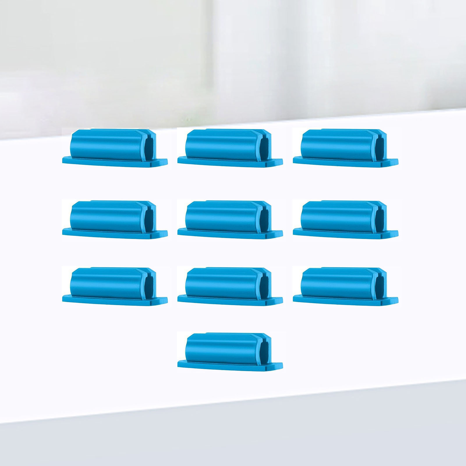 Set Mit 10 Kleinen, Tragbaren, Selbstklebenden Stifthaltern Für Schreibtische, Blau.