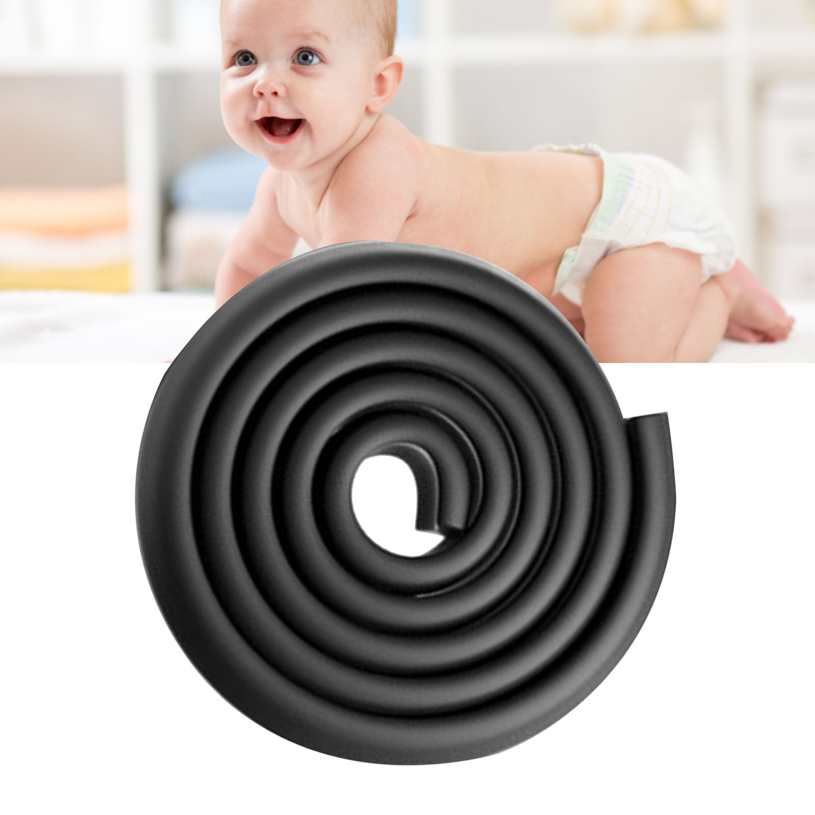 L-förmiger Tischkantenschutz, Nbr, Geruchlos, Dick, Weich, Schwarz, 2 M / 6,6 Ft