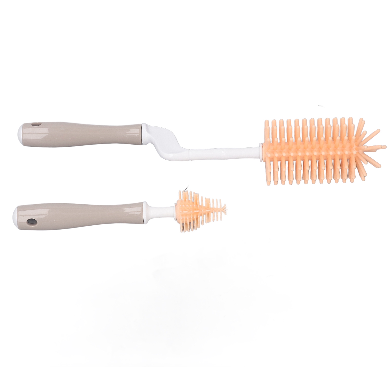 Set Aus 2 Silikon-flaschenbürsten Mit 360°-drehung, Weichem Und Ergonomischem Griff – Flaschenreinigungsbürsten-set Für Zuhause, Reisen Und Küche (orange)