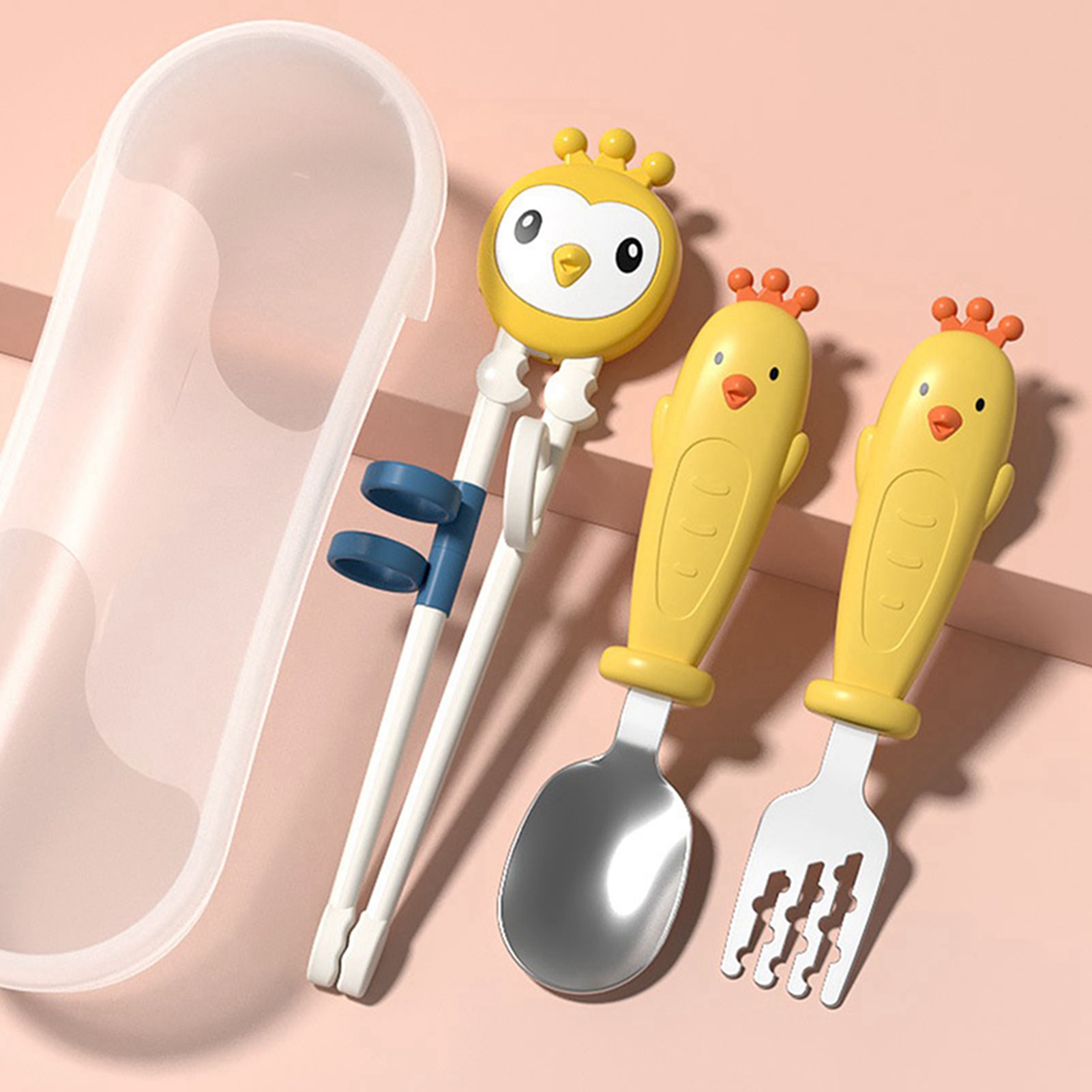 Set Kinder-essstäbchen In Tierformen, Gelb.