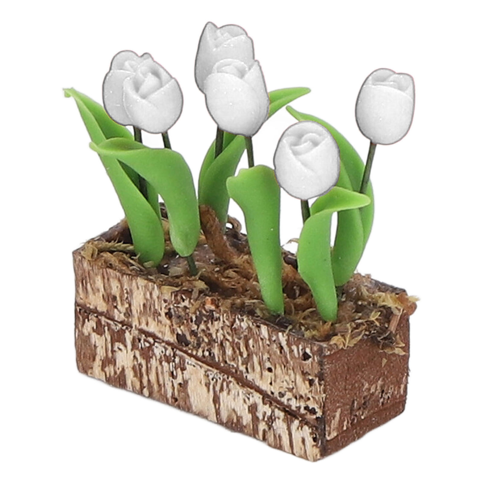 Künstliche Tulpen, Blumenschmuck, Gartendekoration Für Puppenhäuser Im Maßstab 1:12, Modellnachbildung, Miniaturzubehör, Weiß.