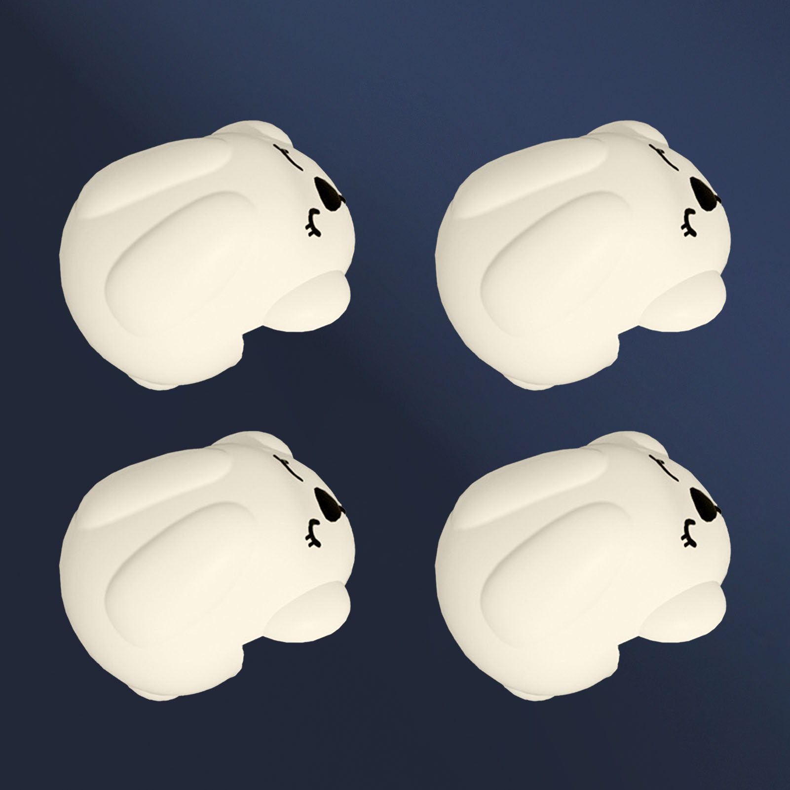 Set Mit 4 Eckenschützern, Sicherheitspuffern, Cartoon-design, Kindersicherheit, Möbeleckenschutz, Hasenmotiv, Weiß.