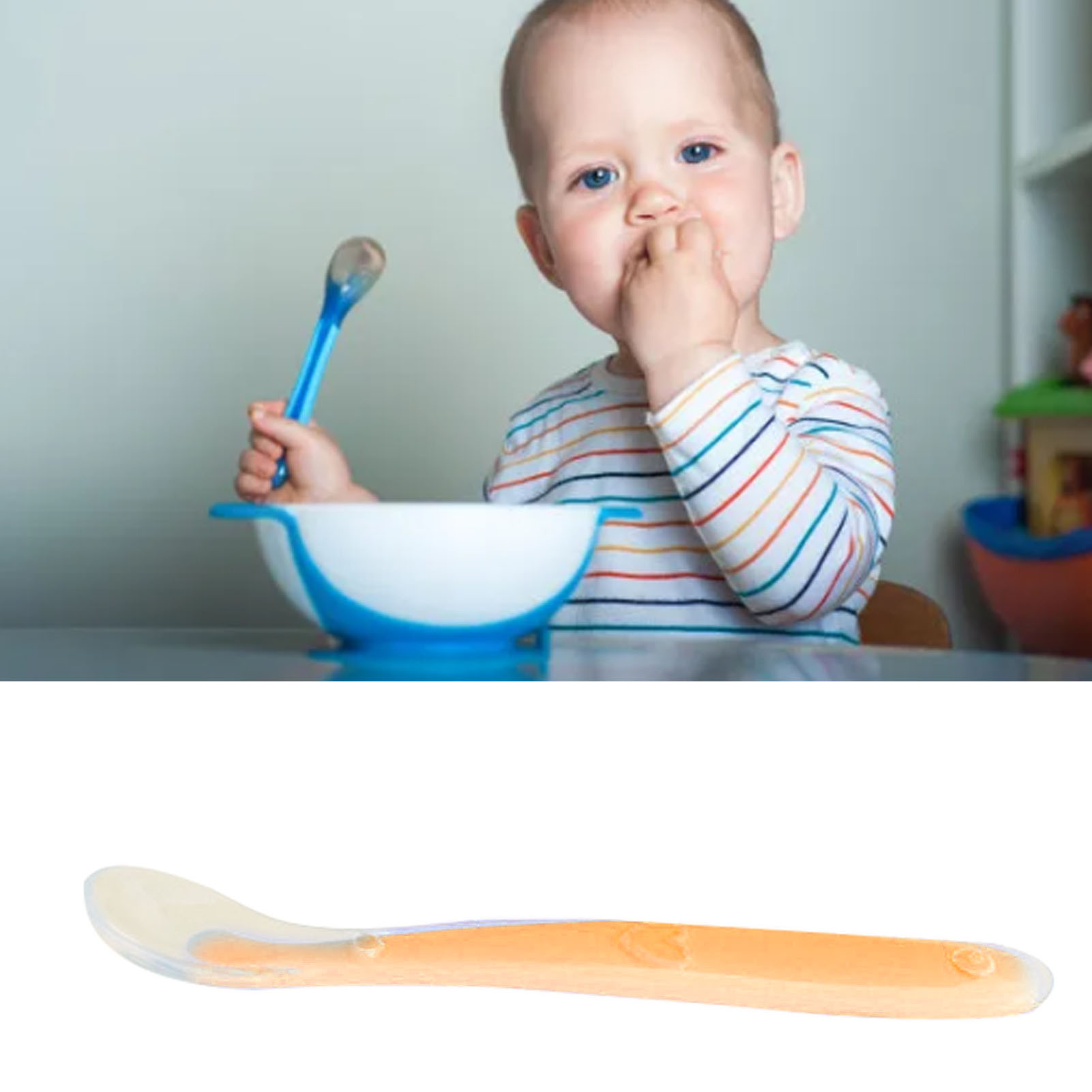 Silikonlöffel Für Babys, Ergonomisch, Weich Und Zahnfleischschonend, Für Babys Ab 4 Monaten, Gelb.