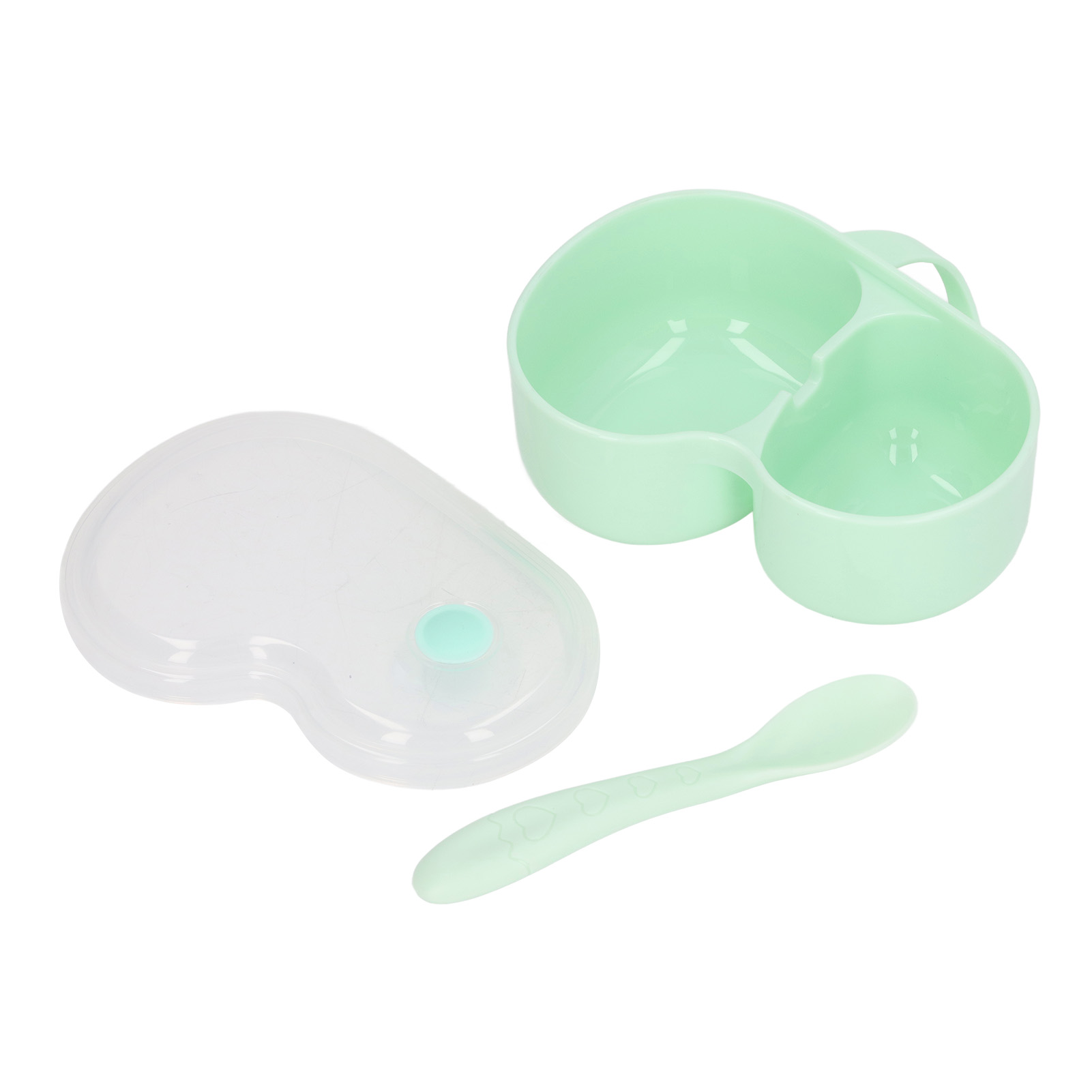 Baby-fütterungsset, Unterteilt, Multifunktional, Tragbar, Sicher, Mit 2-kammer-schüssel Und Löffel, Grün.