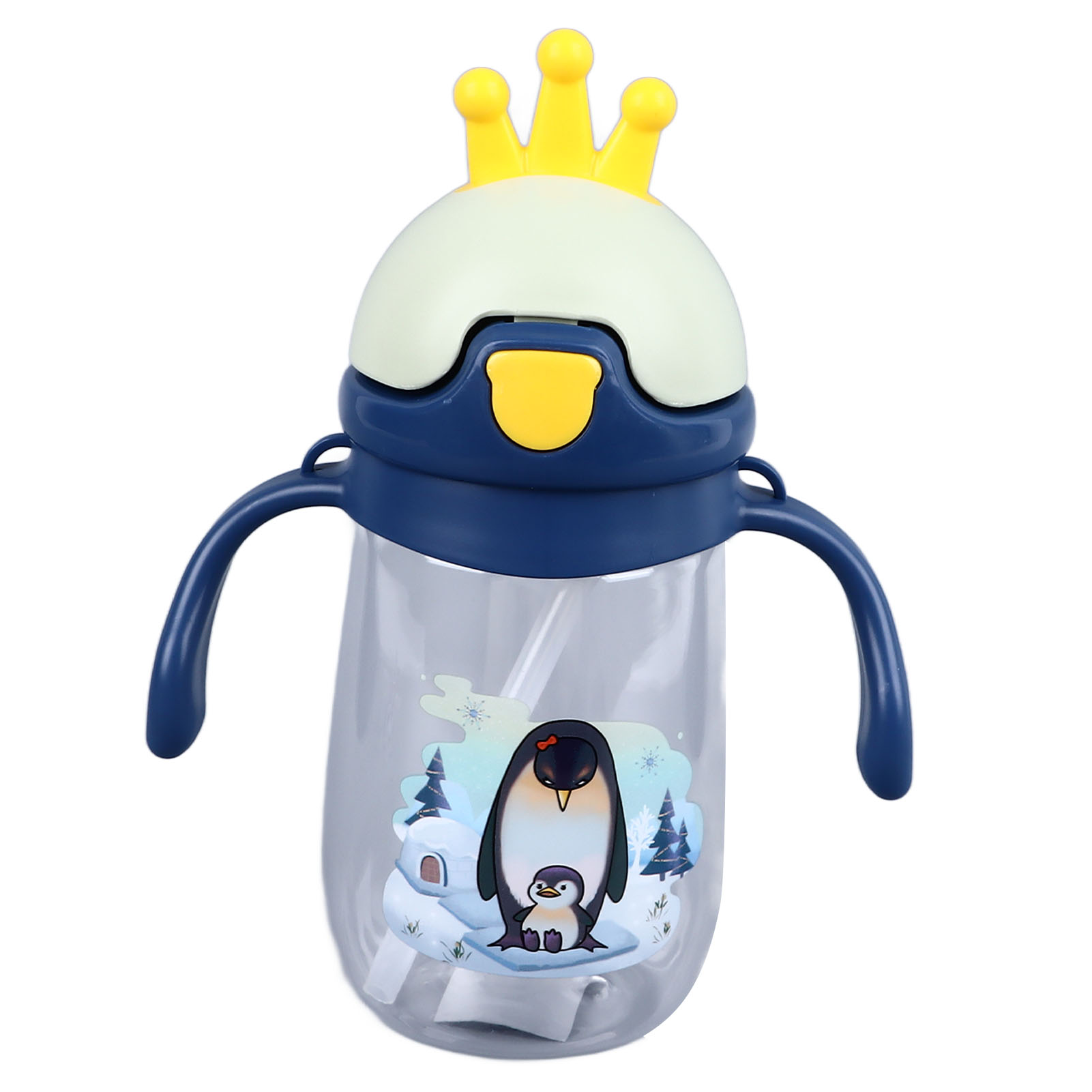 350-ml-kinderbecher Mit Strohhalm Und Henkel, Transparente Flasche Für Jungen Und Mädchen.