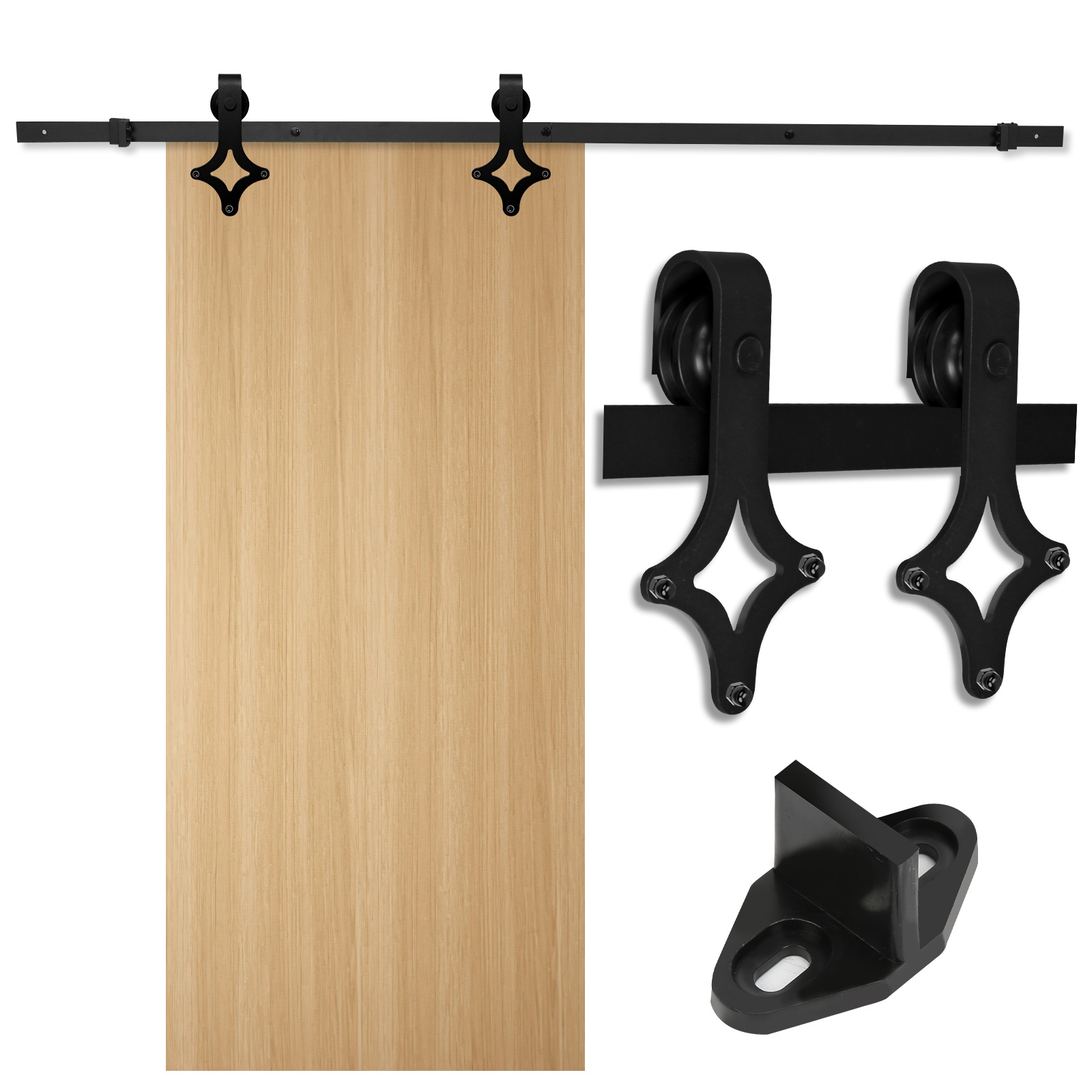 Tolletour Schiebetürsystem 200 Cm, Schiebetürbeschlag Set Mit Rautenaufhängung, Laufschiene Für Holztür, Schwarz