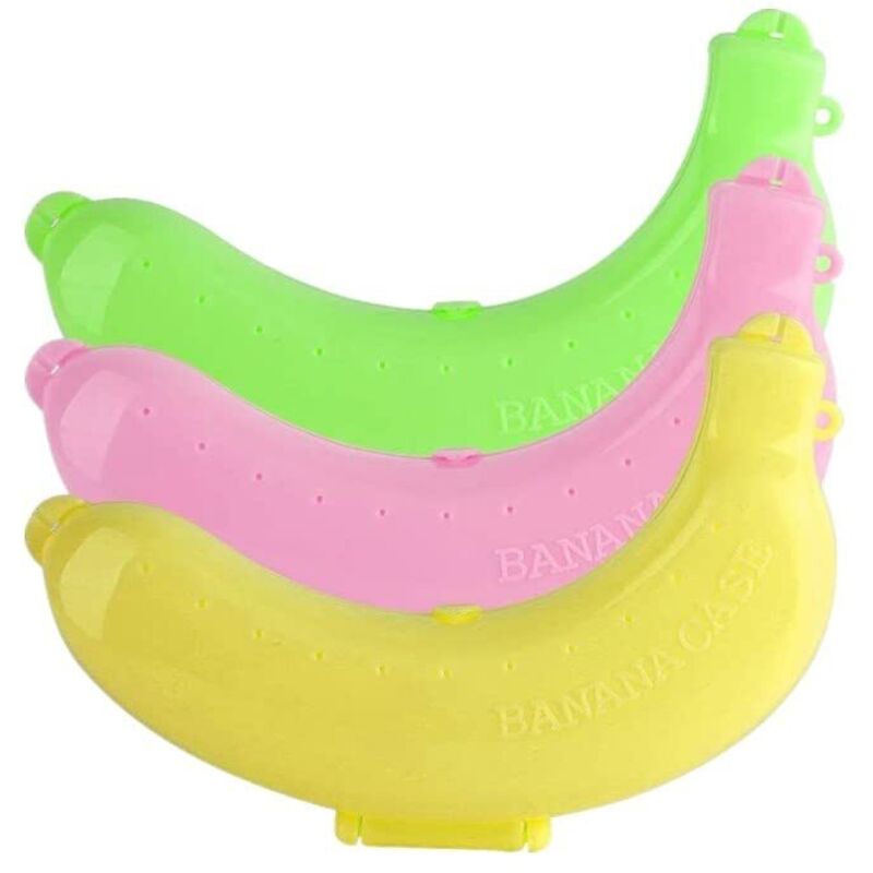 Set Mit 3 Bananenförmigen Obstaufbewahrungsboxen Aus Kunststoff