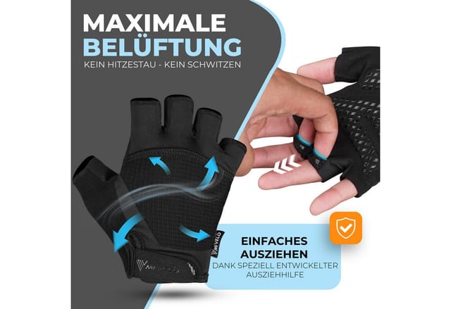 MIVELO Fahrradhandschuhe Herren & Damen gepolstert, Sommer Fahrrad Handschuh, atmungsaktiv mit An- und Ausziehhilfe, Halbfinger