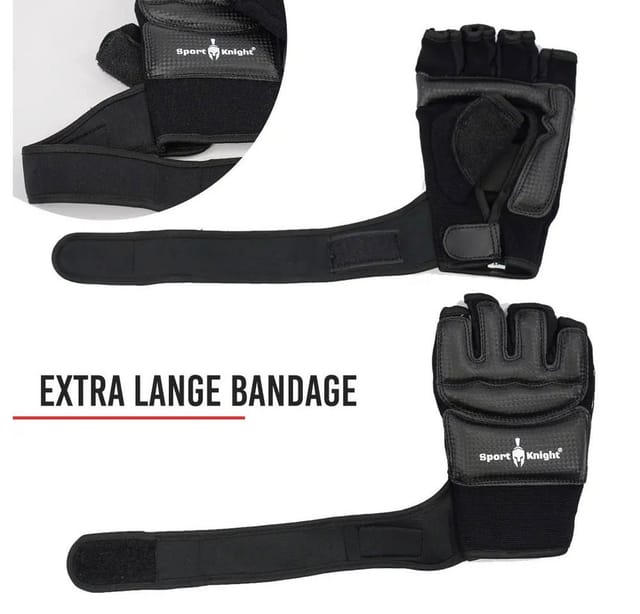 Sport-Knight® MMA-Handschuhe MMA Boxhandschuhe gepolstert mit langer Bandage & Klettverschluss