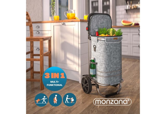 monzana Einkaufstrolley, 2in1 56L bis 50 kg klappbar abnehmbare Tasche Handwagen Einkaufswagen