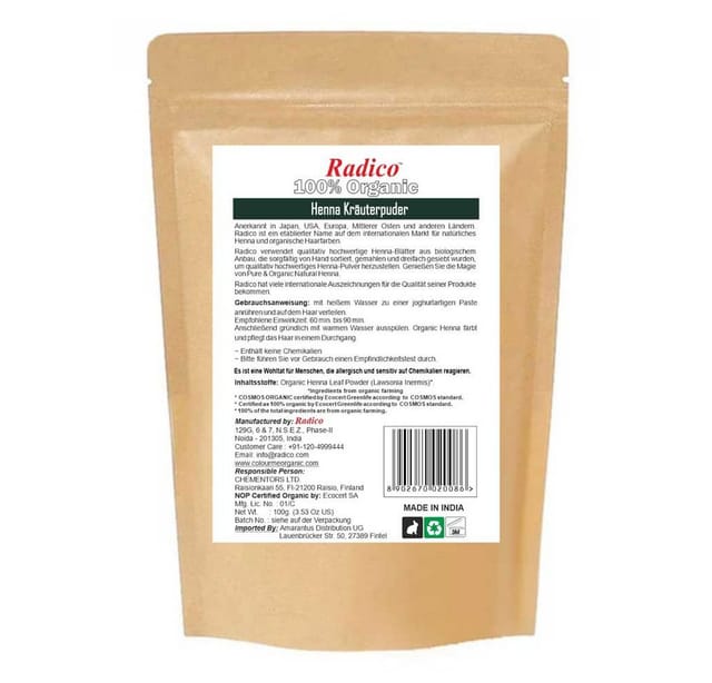 Radico Haarfarbe Haarpflege Kräuterpuder - Henna 100g