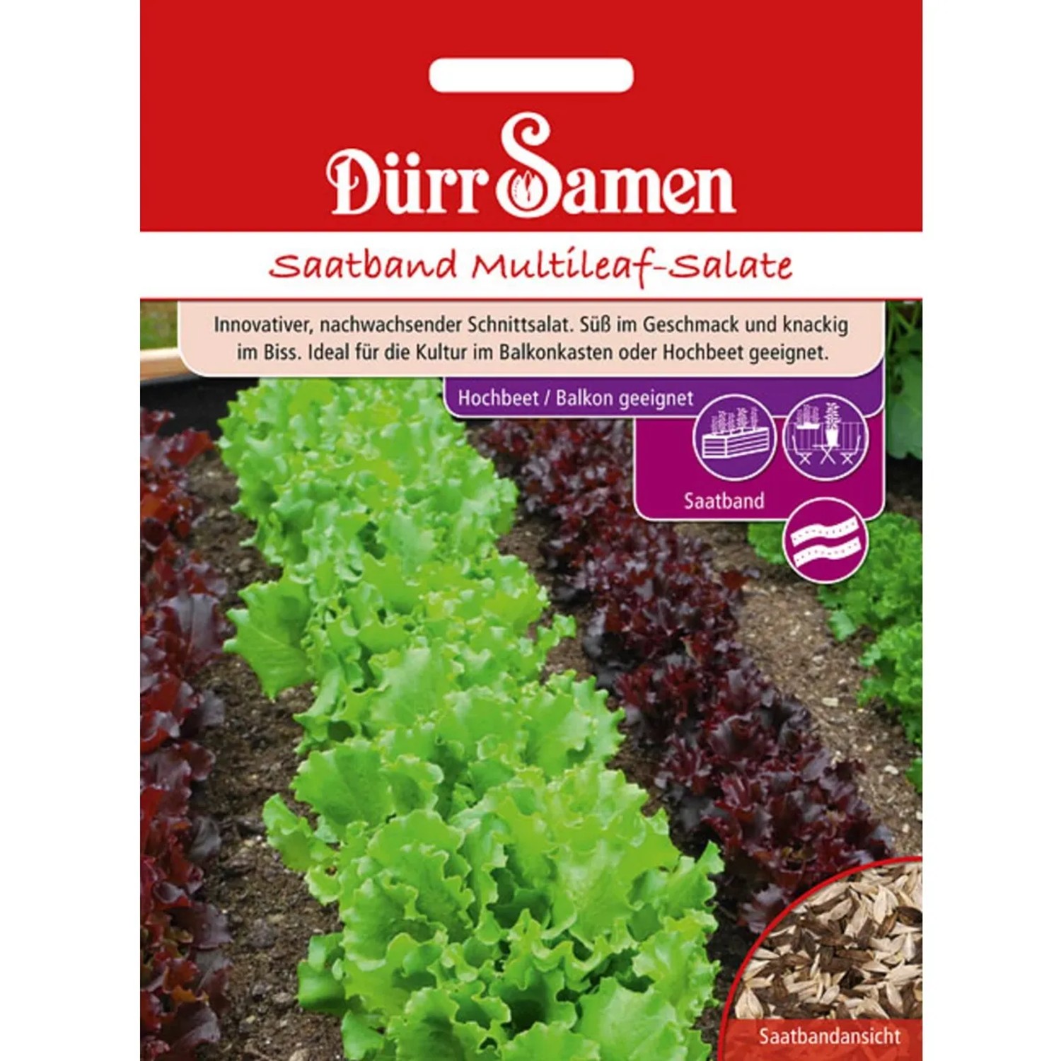 Dürr Samen Saatband Multileaf-Salate Für Balkon Saatgut