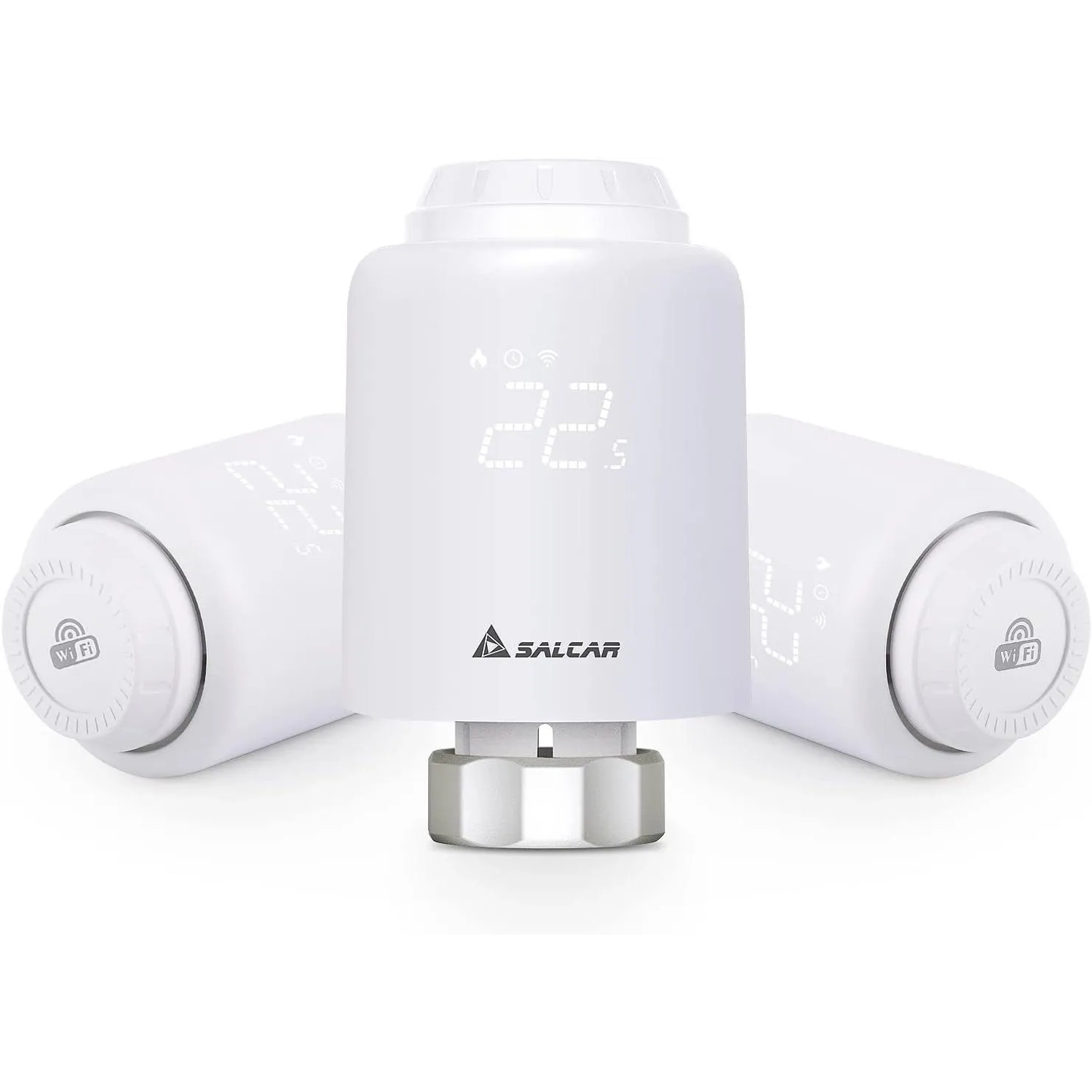 Salcar Smartes Heizkörperthermostat WiFi TRV603 Thermostat Heizung Kompatibel mit Amazon Alexa und Google Assistant 3er Set
