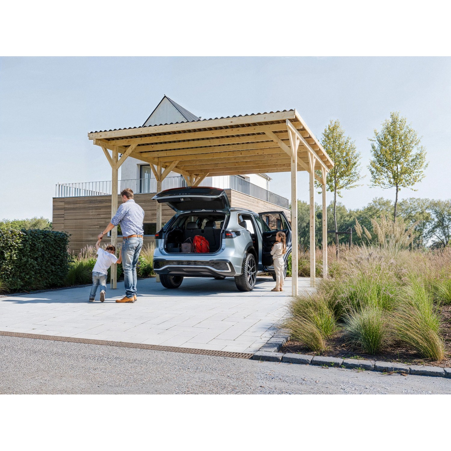 Woodtex Holz-Einzelcarport 400 x 500 cm Nadelholz Extra Höhe