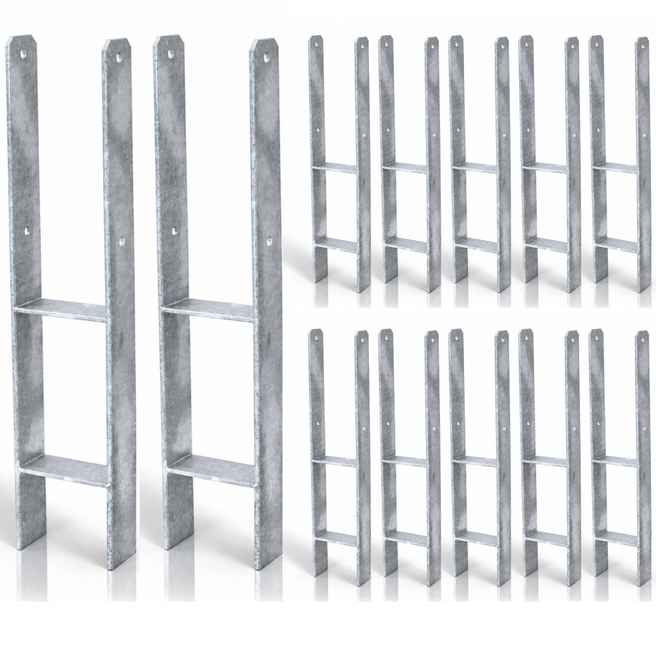 HPfostenträger zum Einbetonieren 121 x 600 5 mm 12erSet