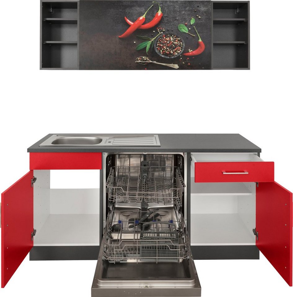 KOCHSTATION Küchenzeile KS-Paris â€“ Küchen mit einzigartigen Fotomotiven auf den Fronten, Stellbreite 220/280 cm, wahlweise mit E-Geräten, mit Motivdruck Bild 2