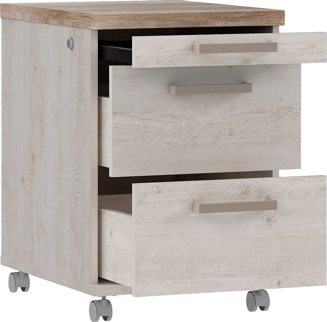 FORTE Rollcontainer Duro, Rollwagen mit Schubladen, abschließbar, im Landhausstil Bild 4
