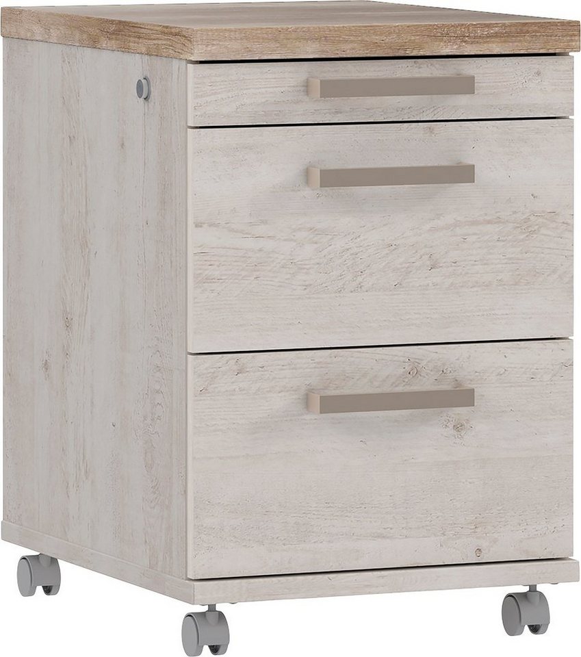 FORTE Rollcontainer Duro, Rollwagen mit Schubladen, abschließbar, im Landhausstil Bild 5