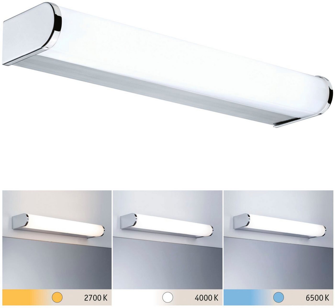 Paulmann LED Wandleuchte Spiegelleuchte Arneb IP44 Chrom 6,5W WhiteSwitch 2.700K, LED fest integriert, Tageslichtweiß, Spiegelleuchte Arneb IP44 Chrom 6,5W WhiteSwitch 2.700K Bild 5