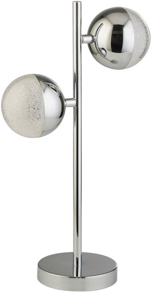 Searchlight Tischleuchte Marbles 2Lt Tischleuchte - Chrom mit Kristallsand, LED fest integriert Bild 3