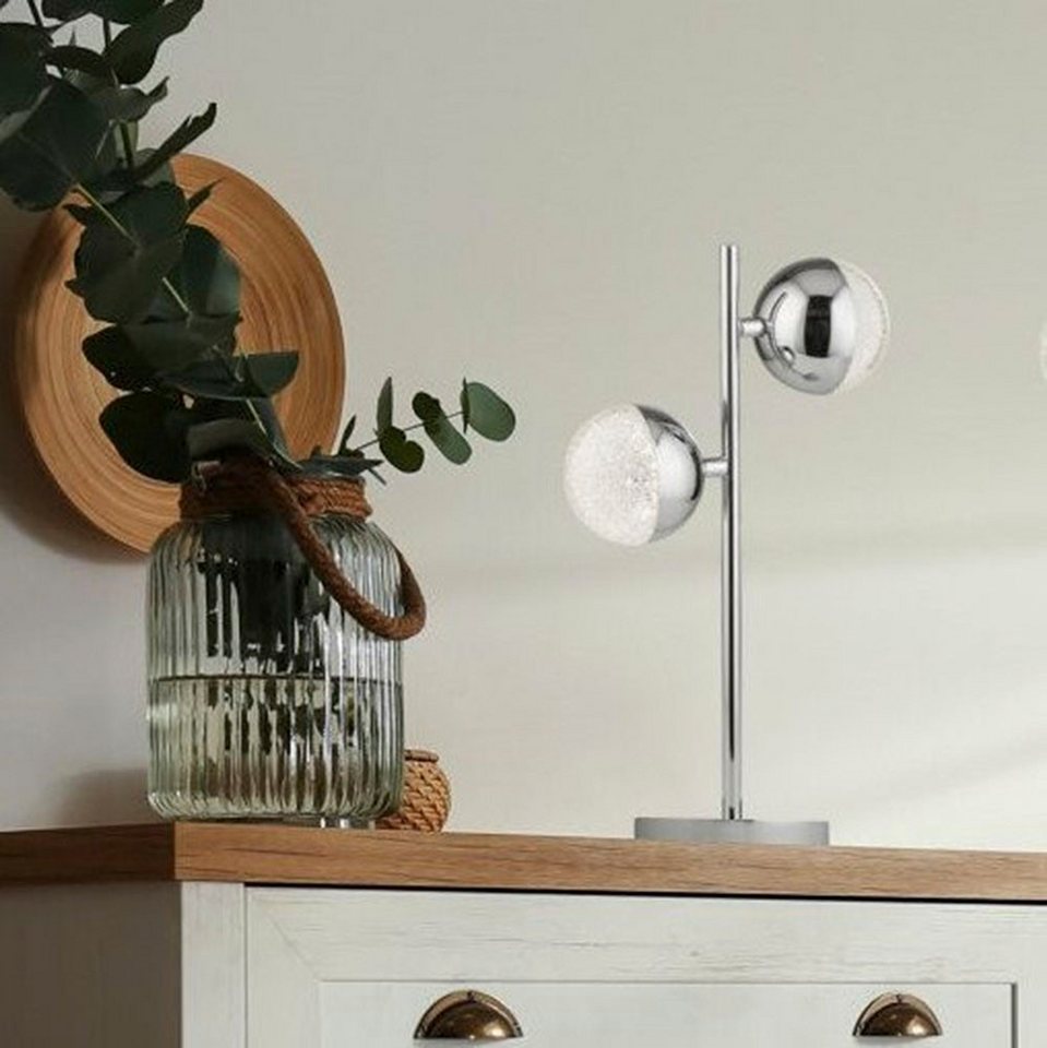 Searchlight Tischleuchte Marbles 2Lt Tischleuchte - Chrom mit Kristallsand, LED fest integriert Bild 4