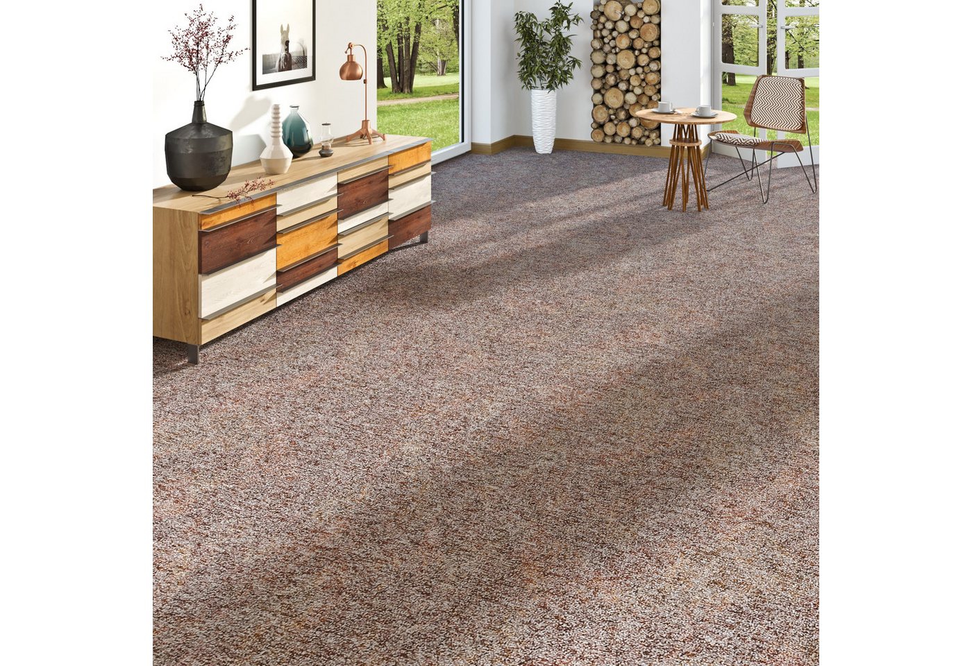 OTTO home Teppichboden Caio, Schlinge, Gesamthöhe 8 mm, rechteckig, meliert, Breite 400 cm, strapazierfähig, Wohnzimmer, Schlafzimmer