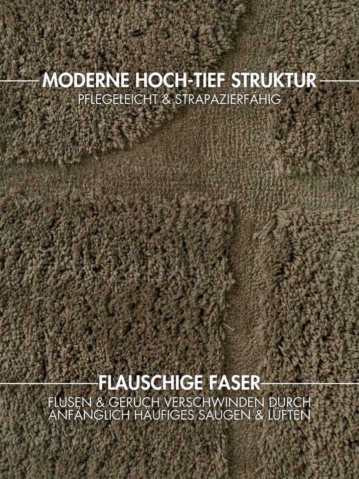 Ted Baker Hochflor-Teppich Jasper, auch in rund, rund, Höhe: 25 mm, Hoch-Tief-Struktur, Weich, Shaggy, Modern, Wohnzimmer, Schlafzimmer