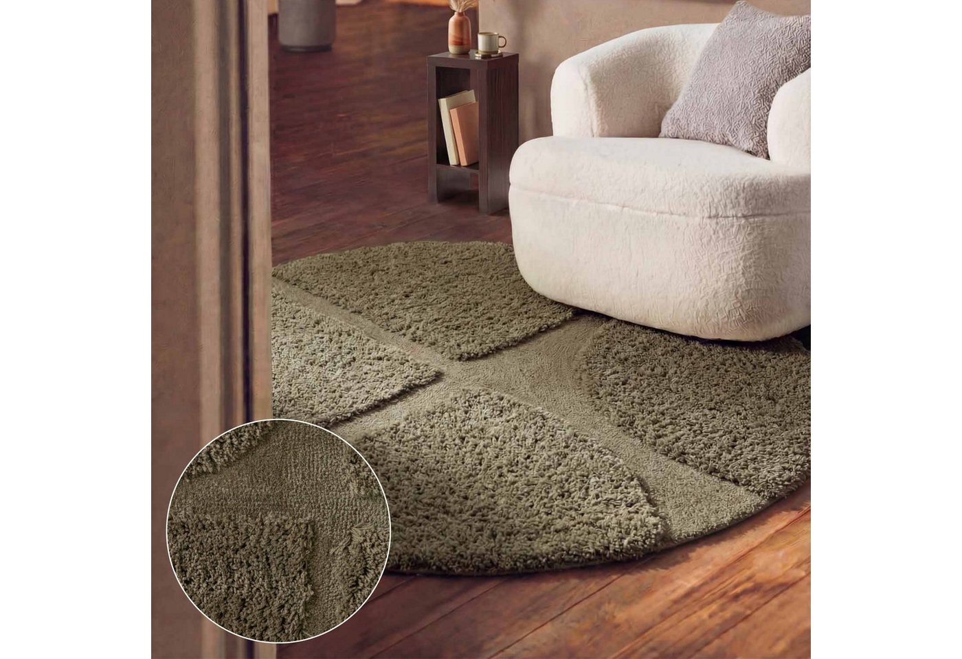 Ted Baker Hochflor-Teppich Jasper, auch in rund, rund, Höhe: 25 mm, Hoch-Tief-Struktur, Weich, Shaggy, Modern, Wohnzimmer, Schlafzimmer Bild 2