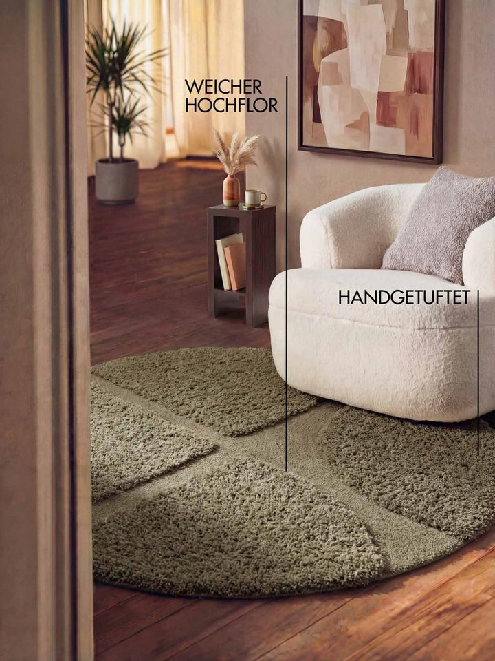 Ted Baker Hochflor-Teppich Jasper, auch in rund, rund, Höhe: 25 mm, Hoch-Tief-Struktur, Weich, Shaggy, Modern, Wohnzimmer, Schlafzimmer Bild 3