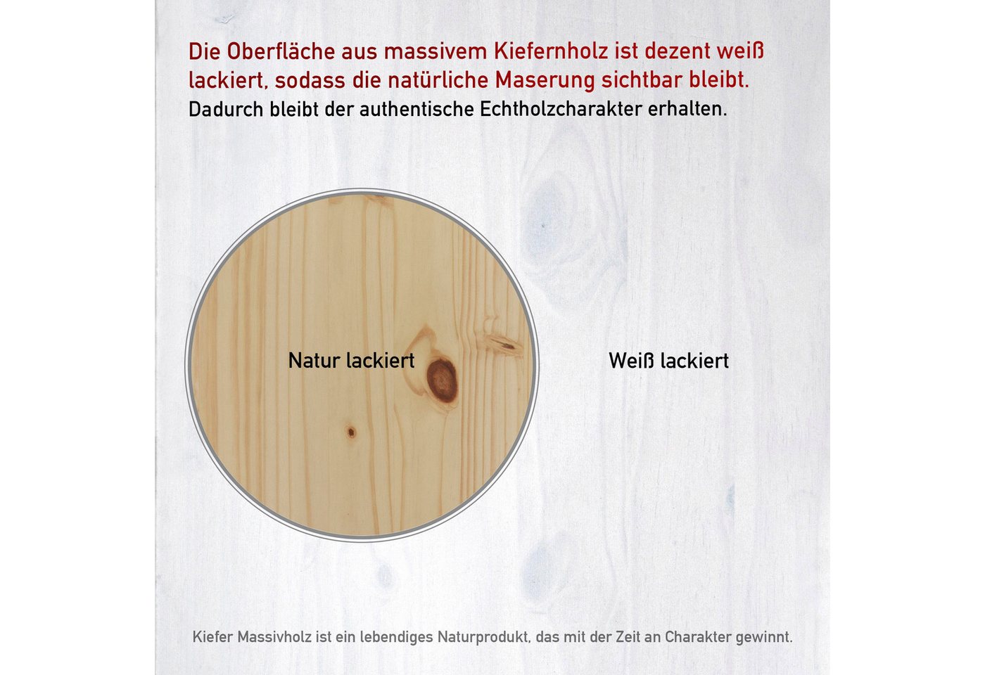 Inter Link Stauraumregal Pinora, Kiefer Massivholz, Weiss, 122 x 45 x 76 cm, 1-tlg., Platz für Faltboxen, 6 Fächer, moderner Skandi Look Bild 3