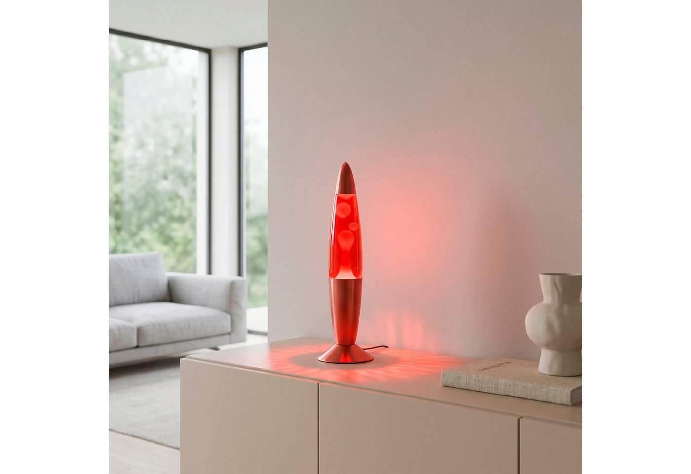 JUST LIGHT LED Tischleuchte LAVA, Ein-/Ausschalter, LED fest integriert, Warmweiß, Einzigartiges Lichtspiel erzeugt durch farbigem Wasser und Waschs Bild 3