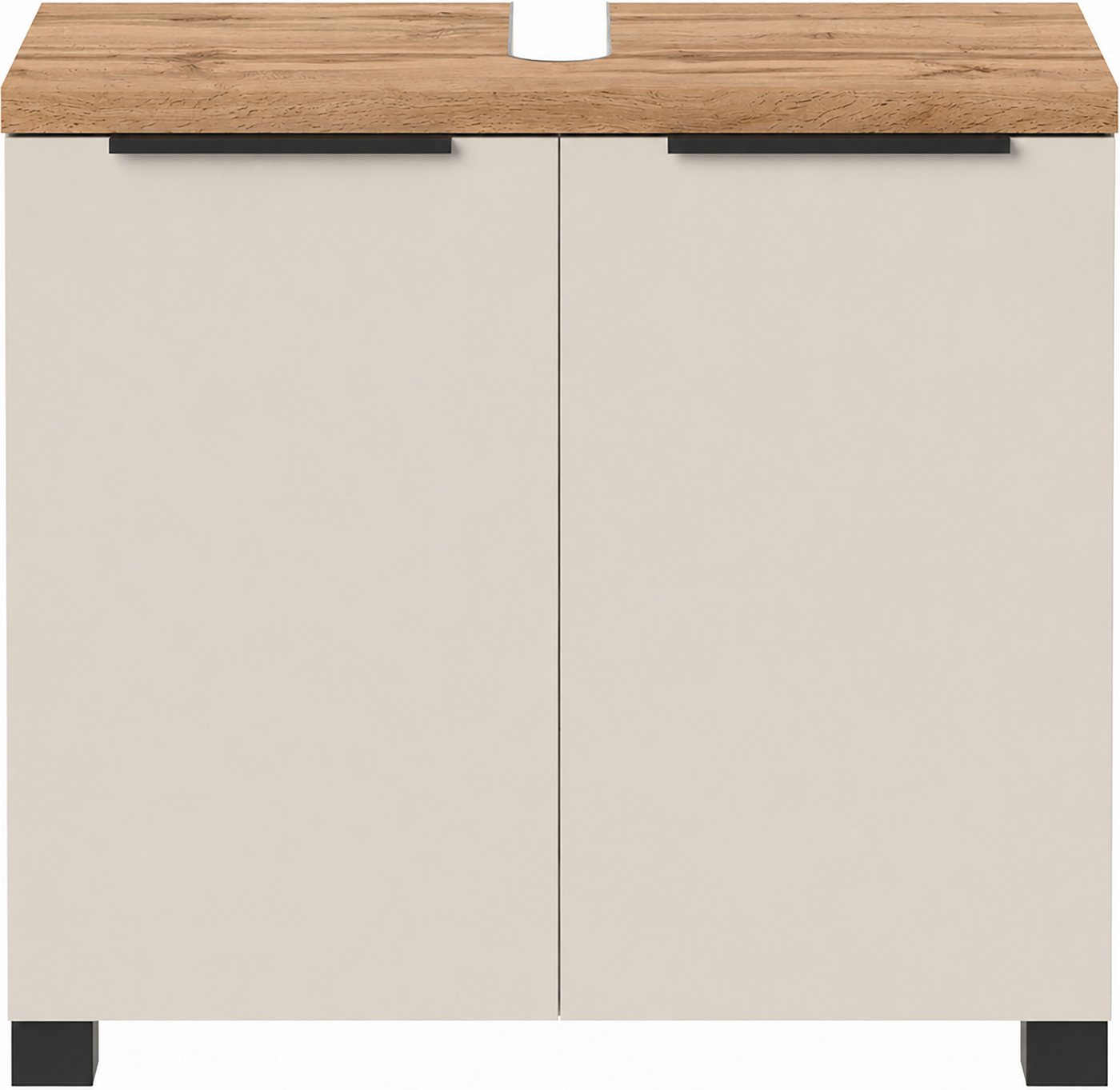 Schildmeyer Waschbeckenunterschrank Saga, mit fühlbarer Holzstruktur, Breite 65 cm, Made in Germany (1-St) Eiche Landhaus Dekor mit fühlbarer Struktur, Made in Germany